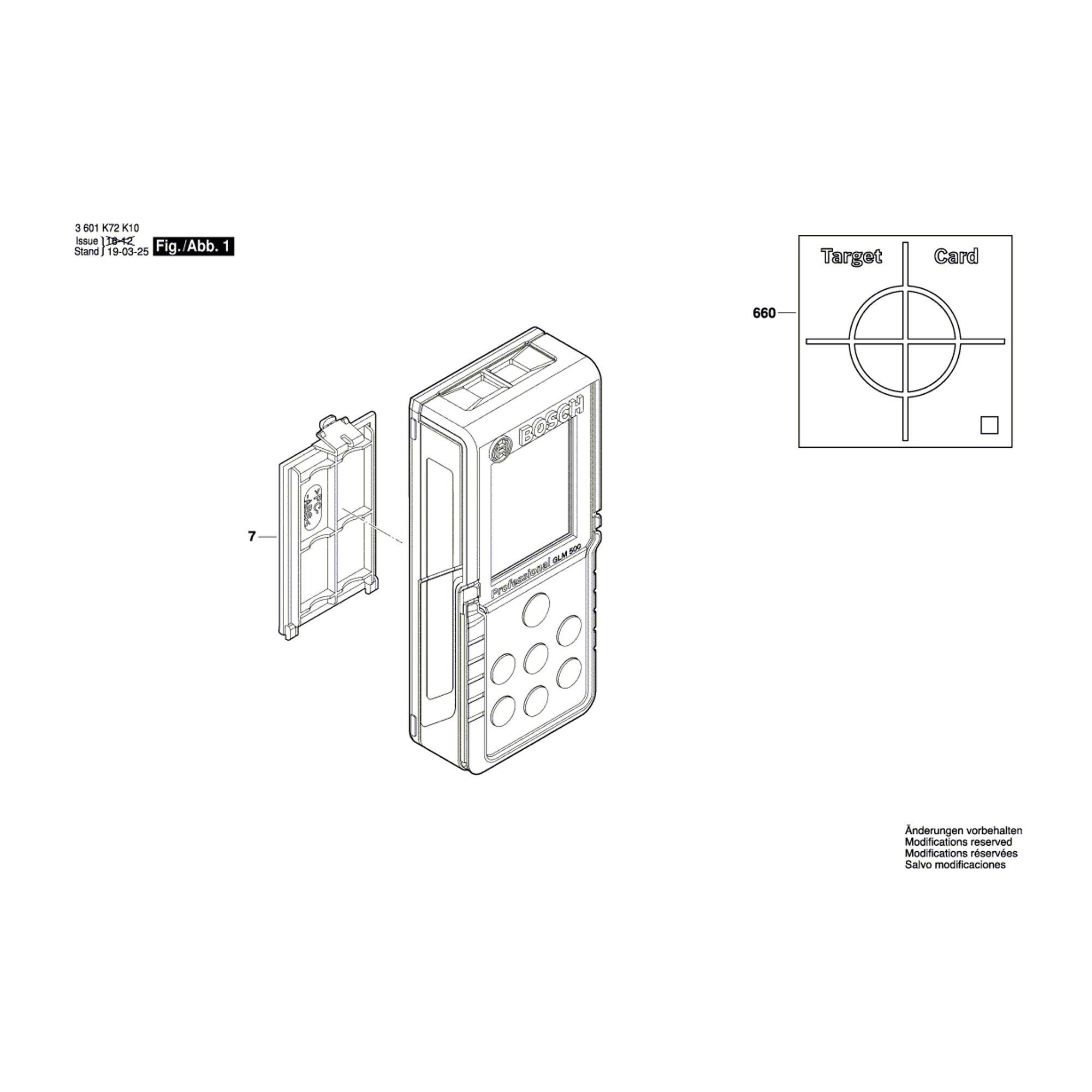 Vue éclatée Bosch GLM500 3601K72H00 #01