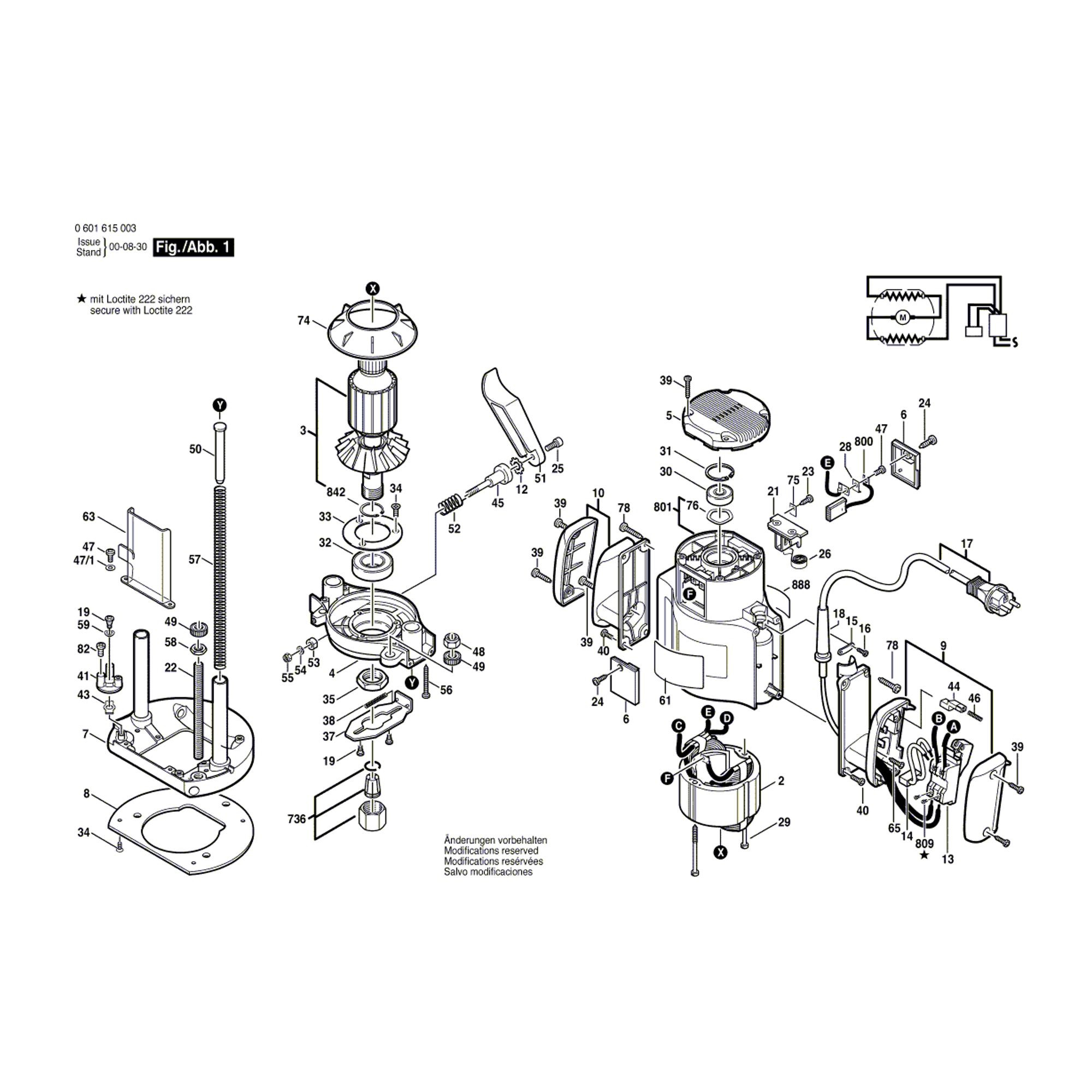 Pièces détachées Défonceuse BOSCH GOF 1600 A 0601615003 - Pièces