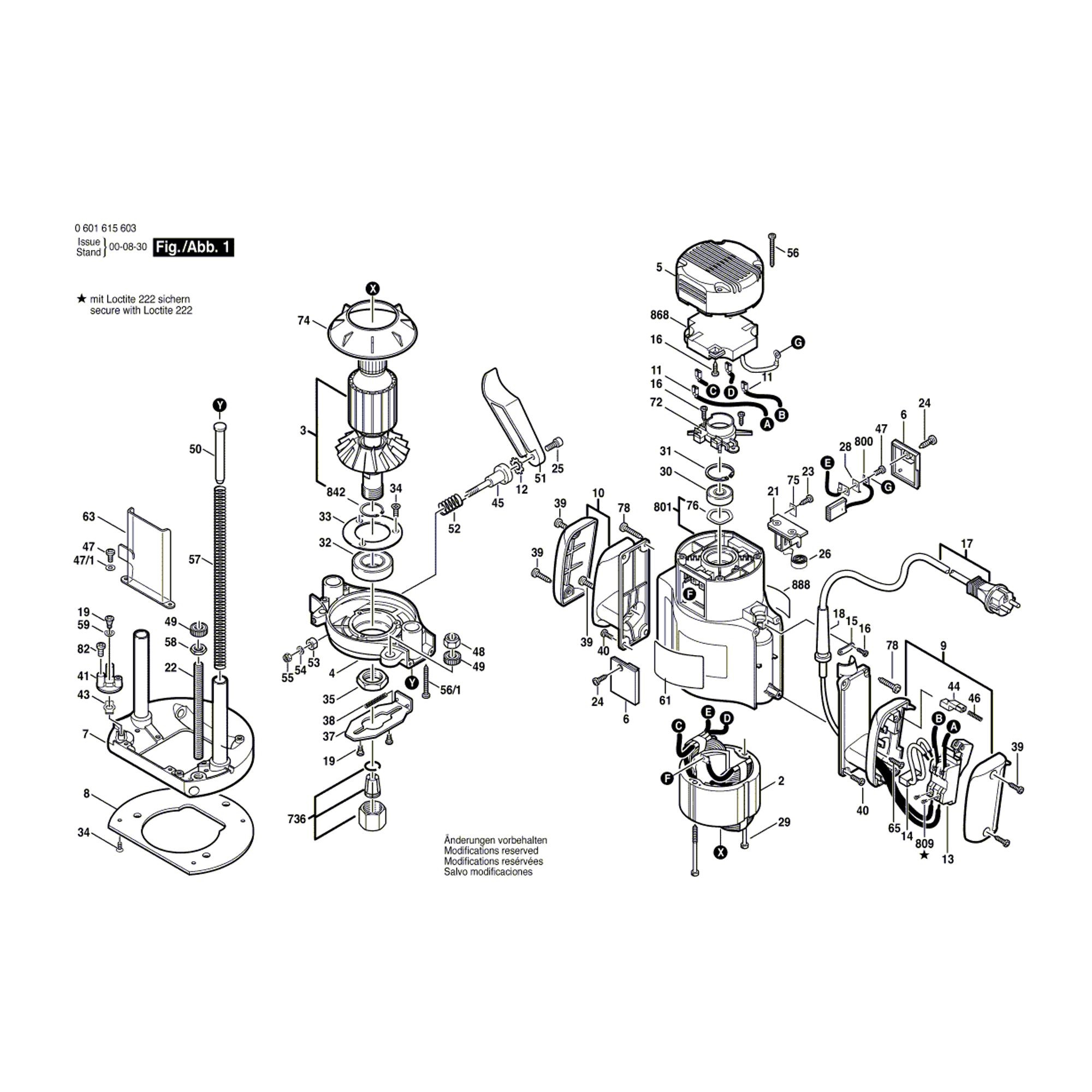 Vue éclatée Bosch GOF1700ACE 0601615603 #01