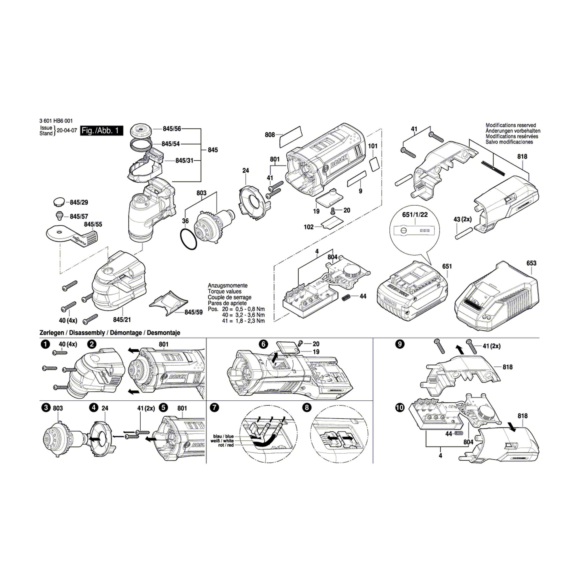 Vue éclatée Bosch GOP18V-28 3601HB6001 #01