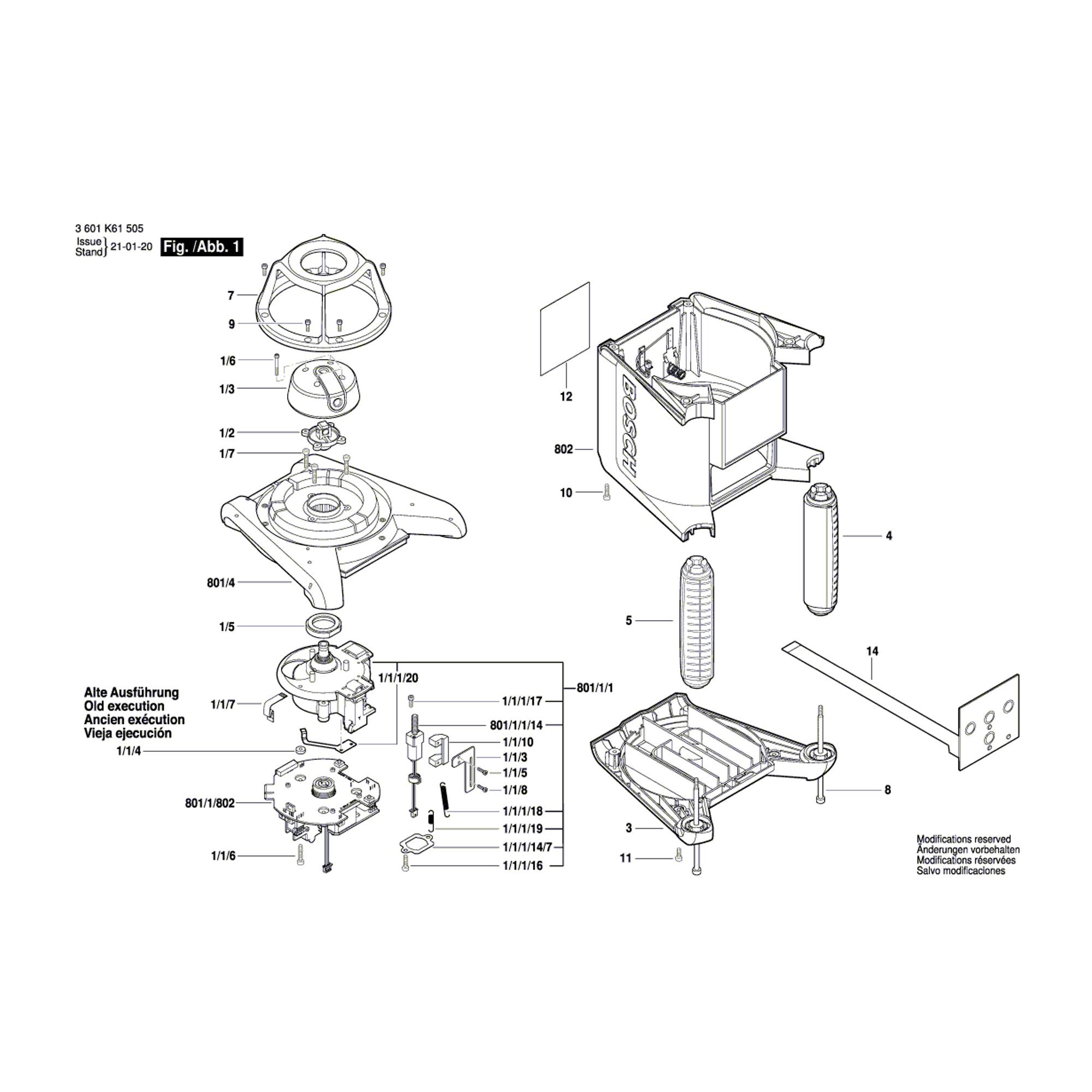 Vue éclatée Bosch GRL300HV 3601K61505 #01