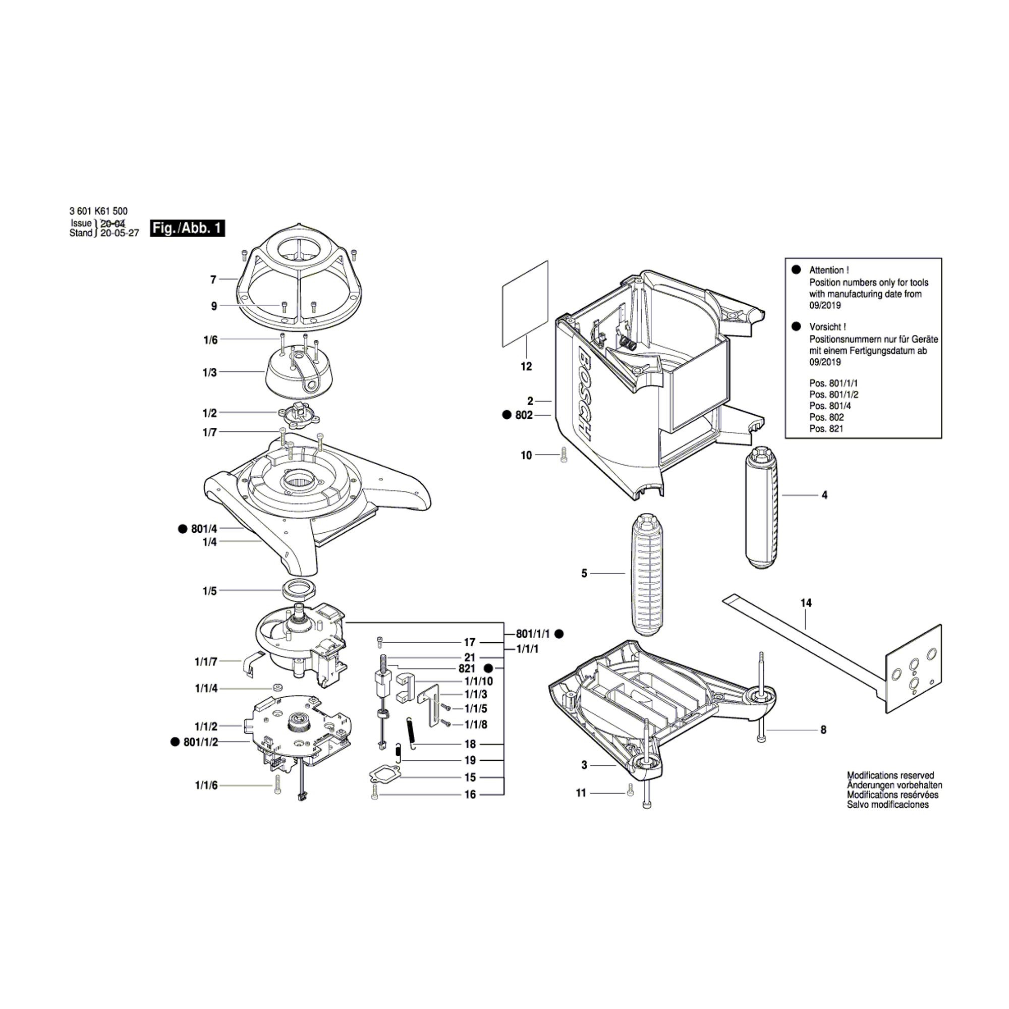 Vue éclatée Bosch GRL300HVG 3601K61700 #01