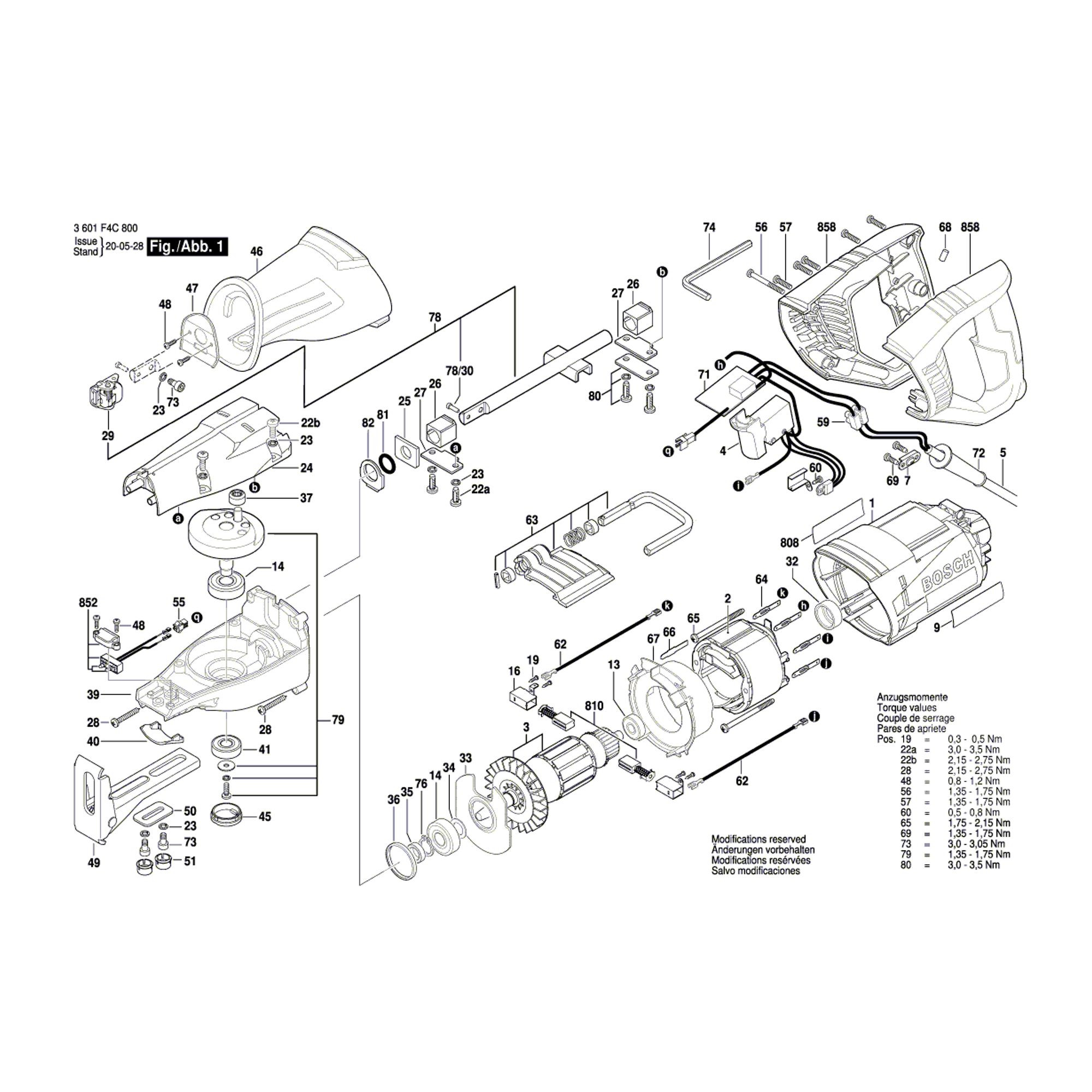 Vue éclatée Bosch GSA1100E 3601F4C800 #01