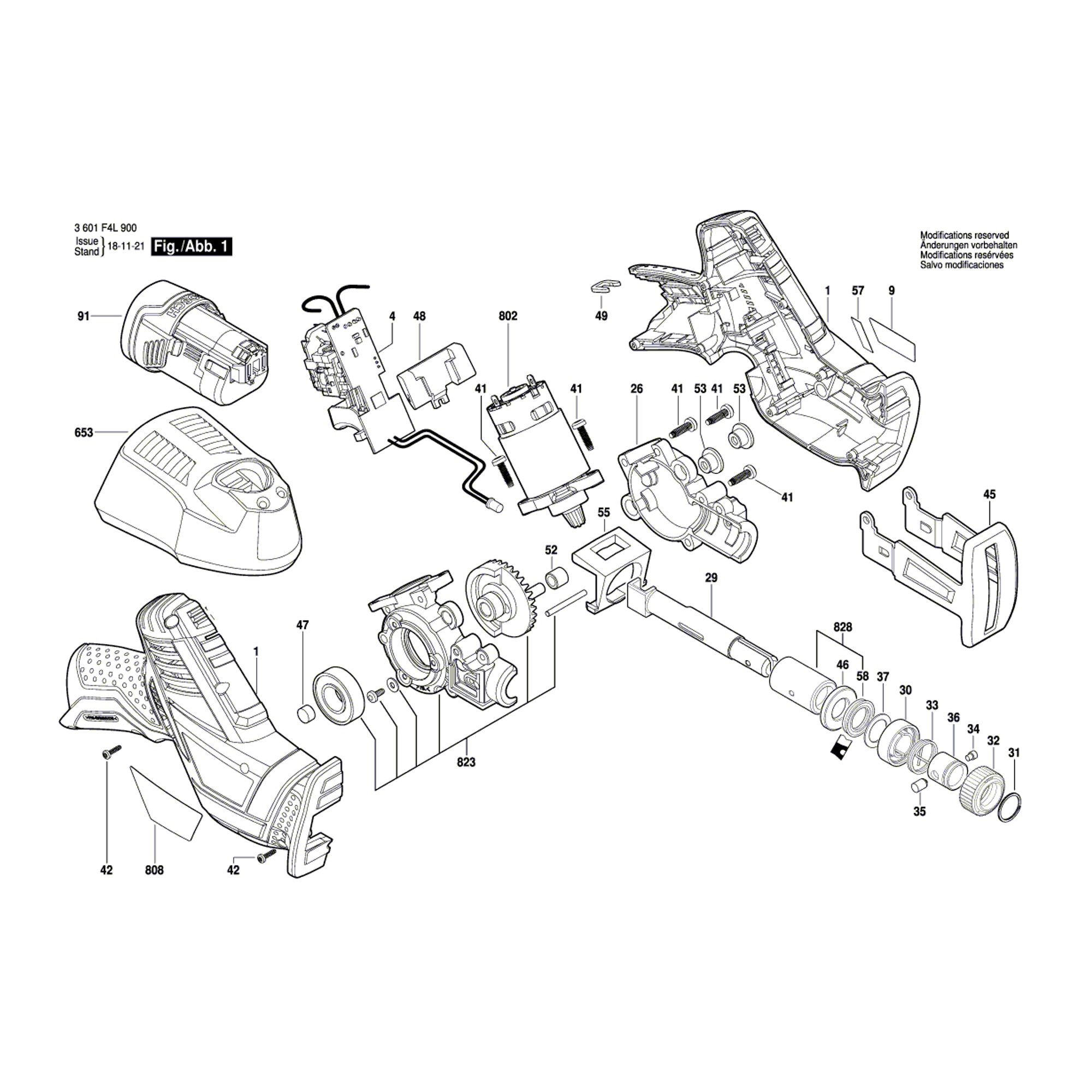 Vue éclatée Bosch GSA12V-14 3601F4L901 #01