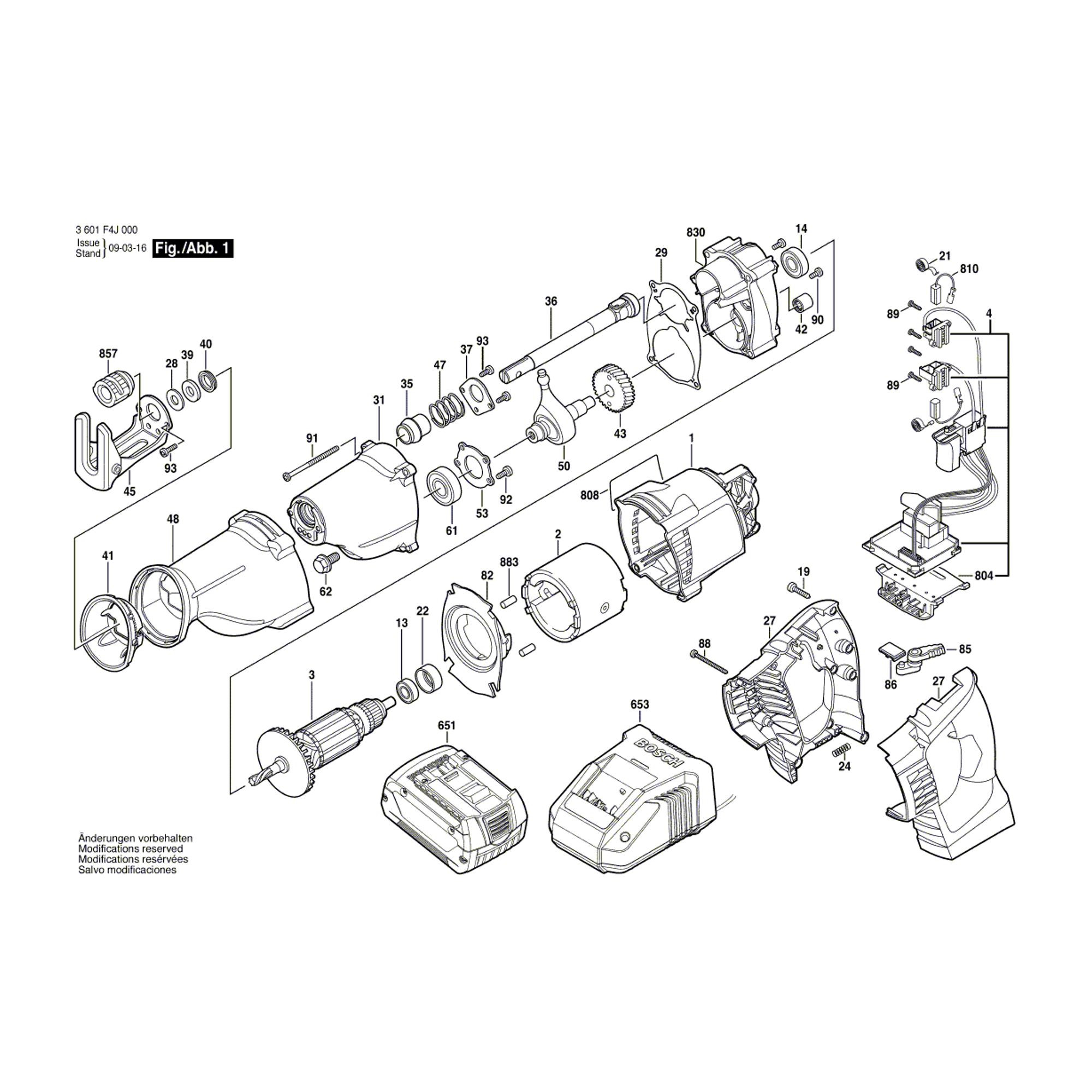 Pièces détachées Scie sabre BOSCH GSA 18 V-LI 3601F4J000 - Pièces