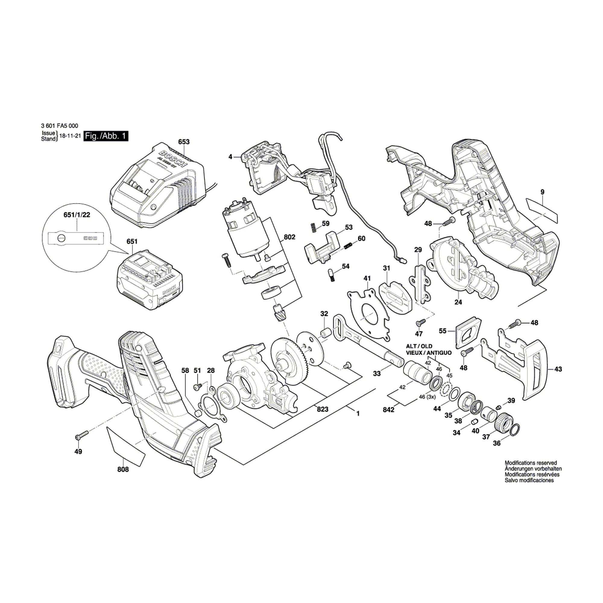 Pièces détachées Scie sabre BOSCH GSA 18 V-LI C 3601FA5000