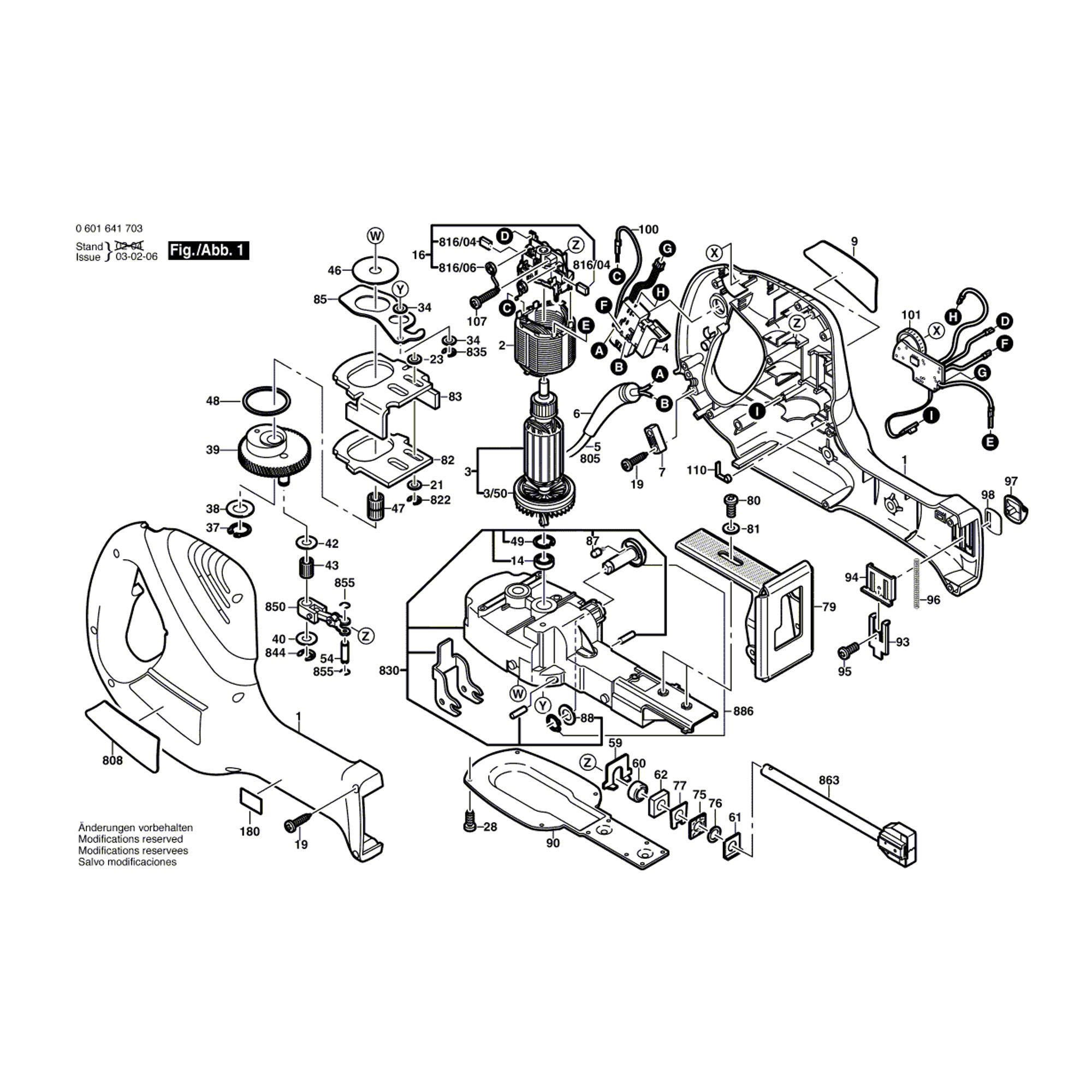 Vue éclatée Bosch GSA800PE 0601641703 #01