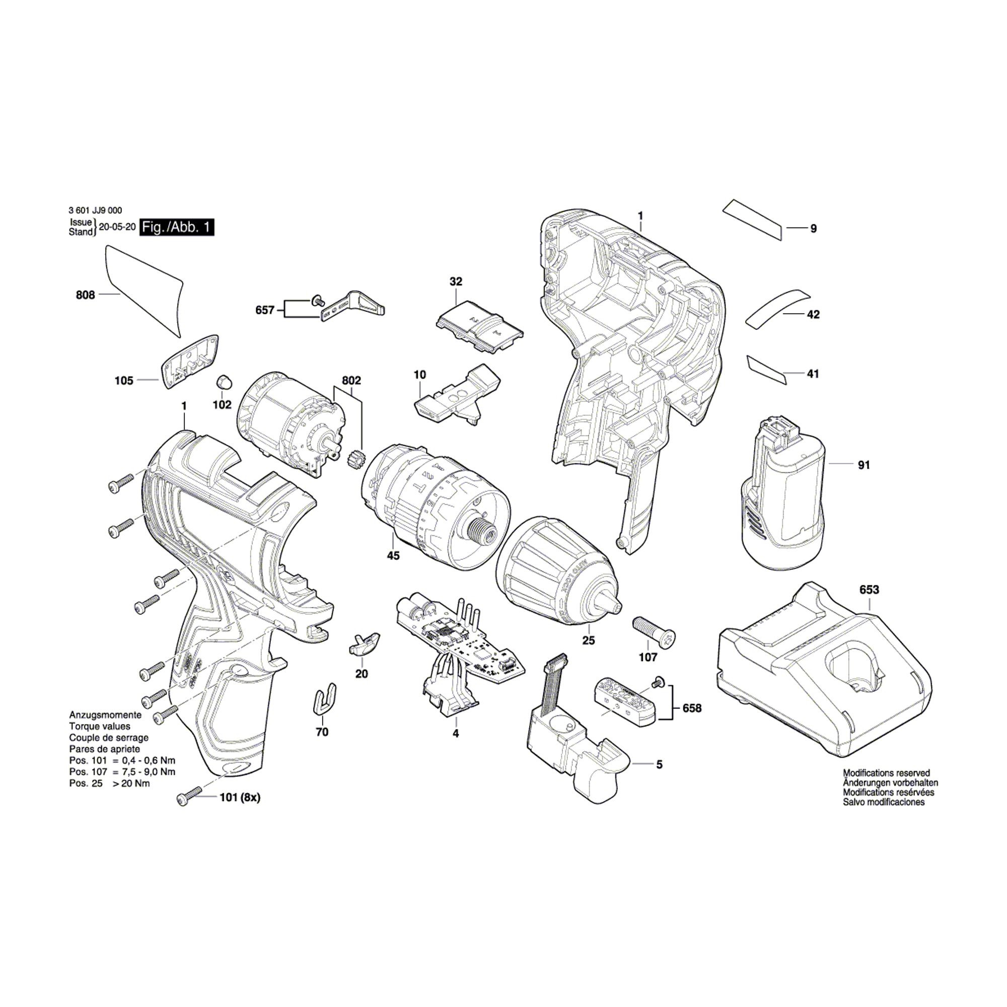 Vue éclatée Bosch GSB12V-35 3601JJ9000 #01