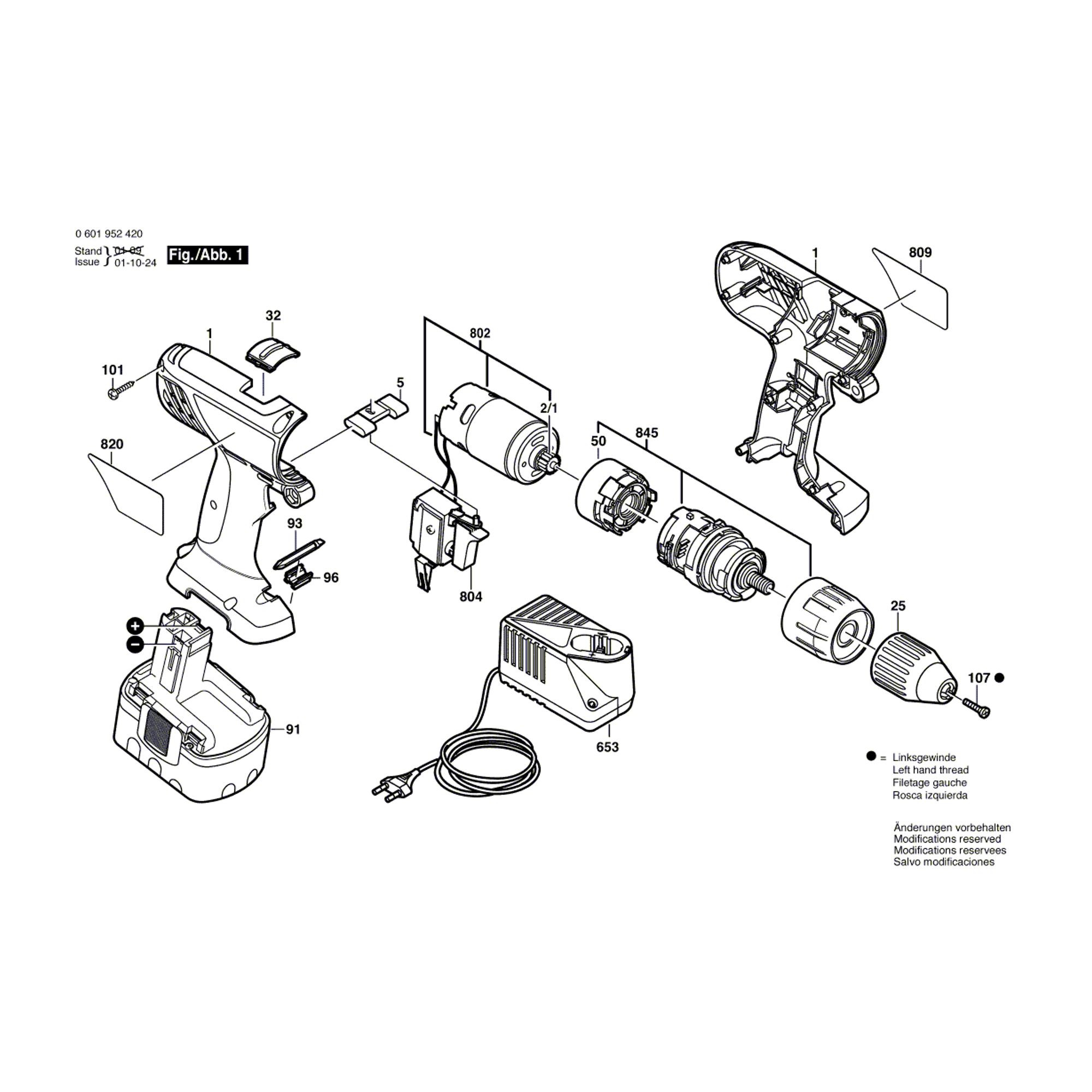 Vue éclatée Bosch GSB12VE-2 06019525AE #01