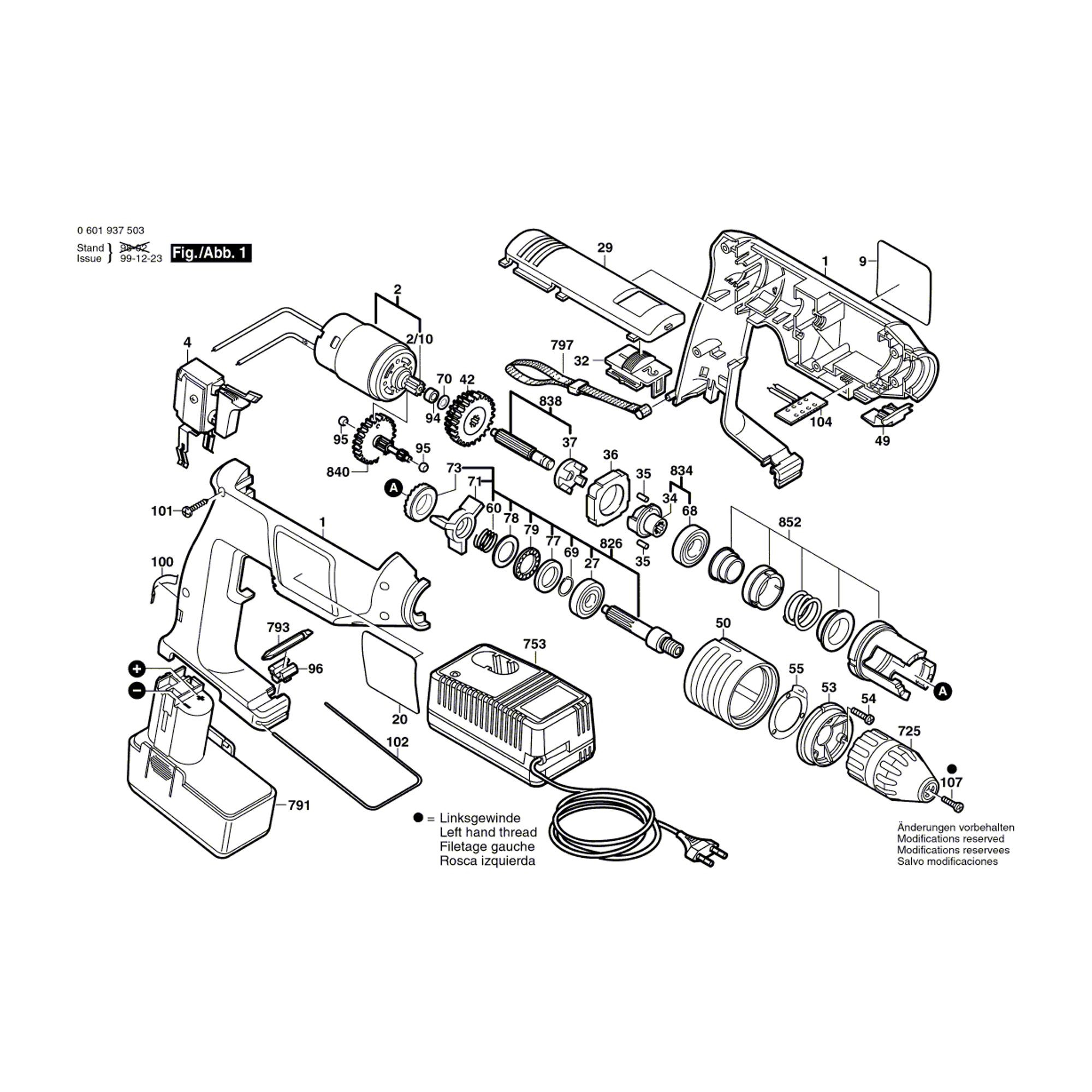 Vue éclatée Bosch GSB12VSE-2 06019375A0 #01
