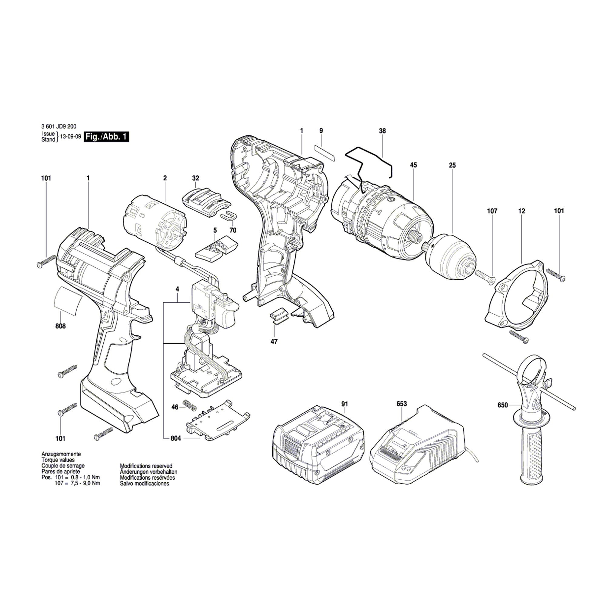 Vue éclatée Bosch GSB14,4VE-2-LI 3601JD9200 #01