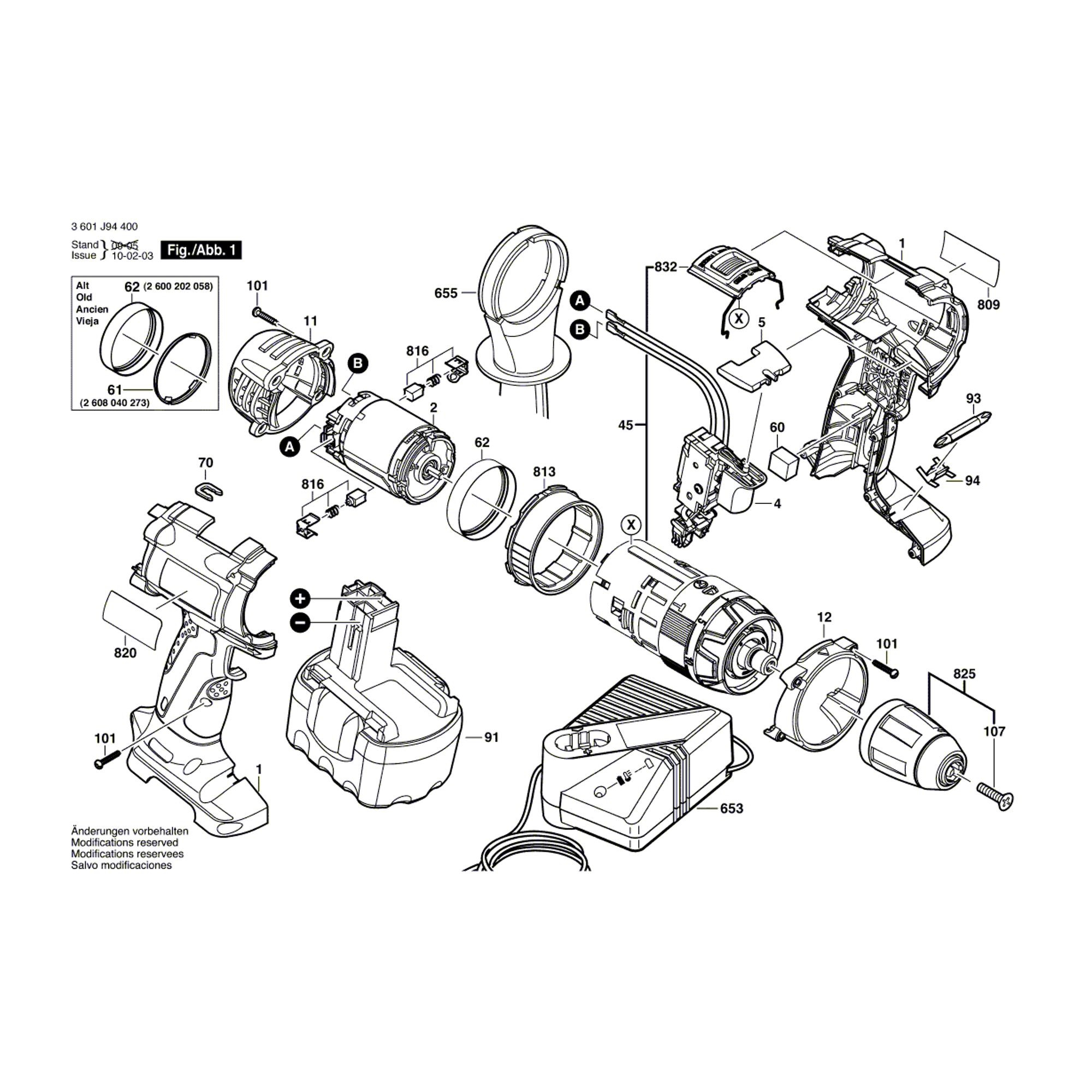 Vue éclatée Bosch GSB14,4VE-2 3601J94400 #01
