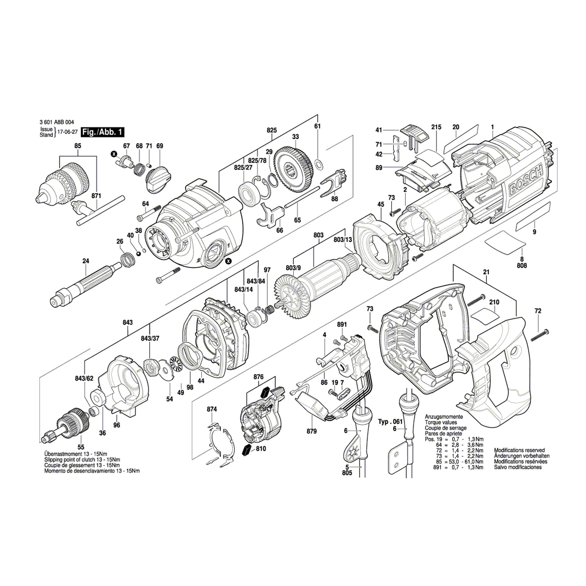 Vue éclatée Bosch GSB162-2 3601A8B004 #01