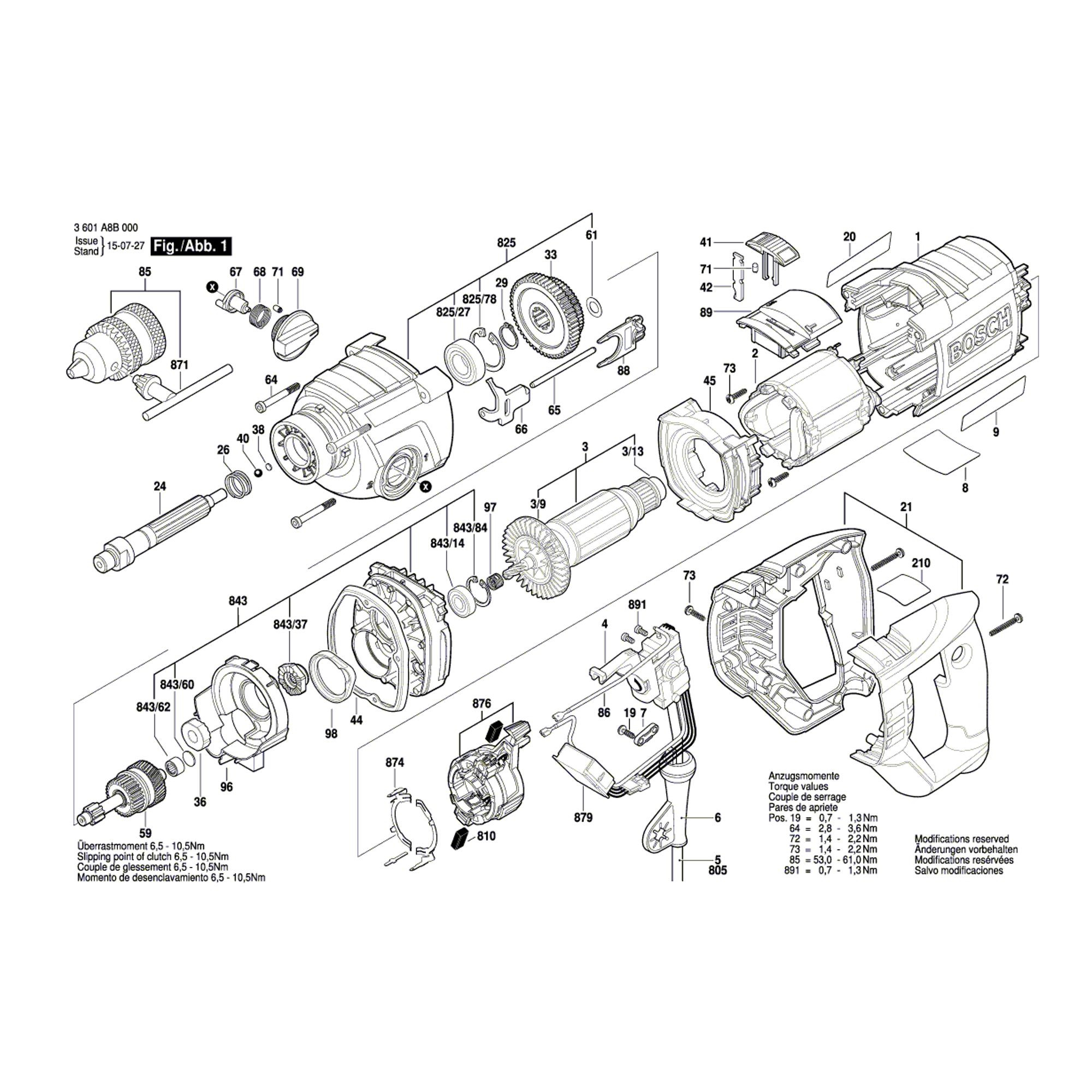Vue éclatée Bosch GSB162-2RE 3601A8B000 #01
