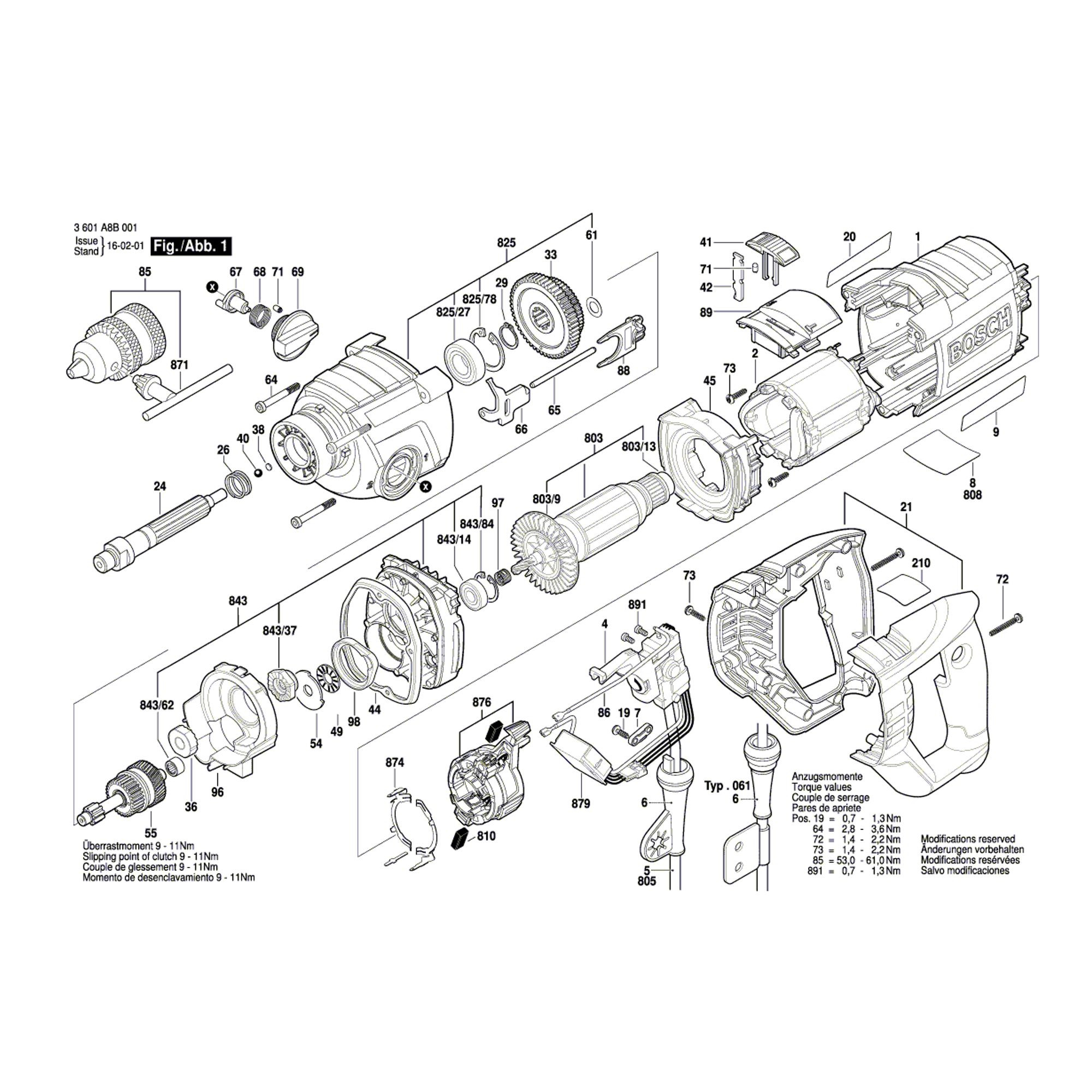 Vue éclatée Bosch GSB162-2RE 3601A8B001 #01