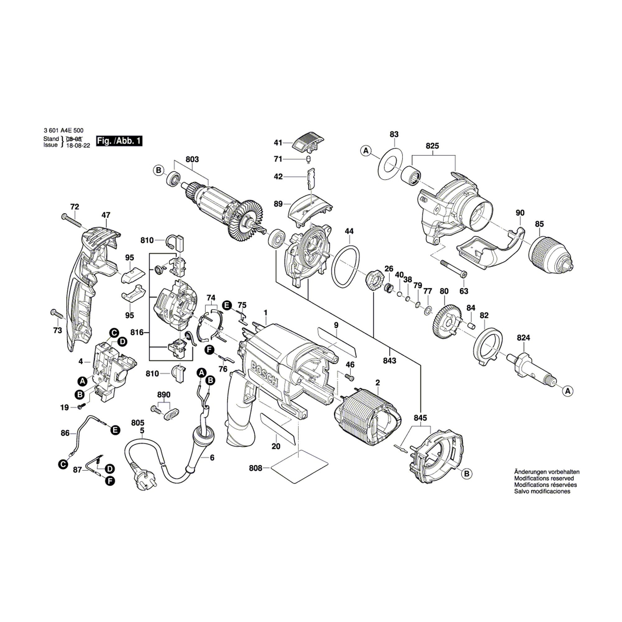 Vue éclatée Bosch GSB16RE 3601A4E530 #01