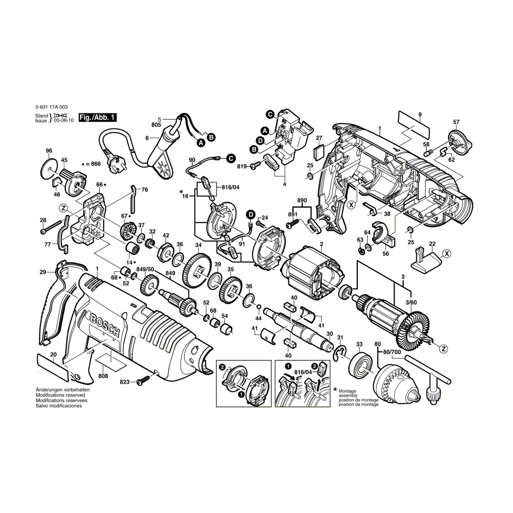 Vue éclatée Bosch GSB18-2 060117A003 #01