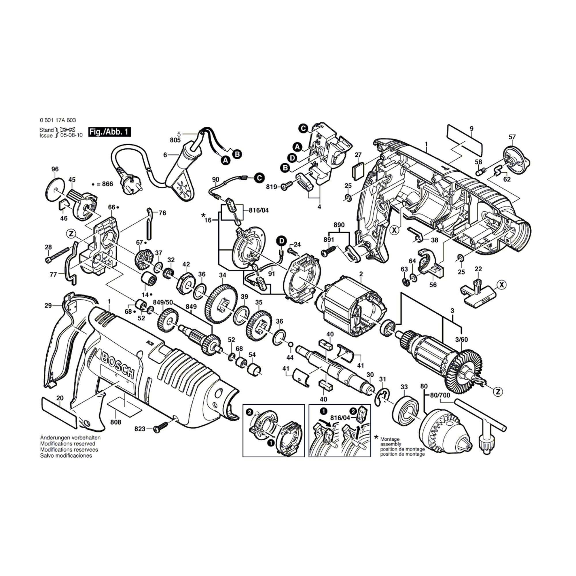 Vue éclatée Bosch GSB18-2RE 060117A603 #01
