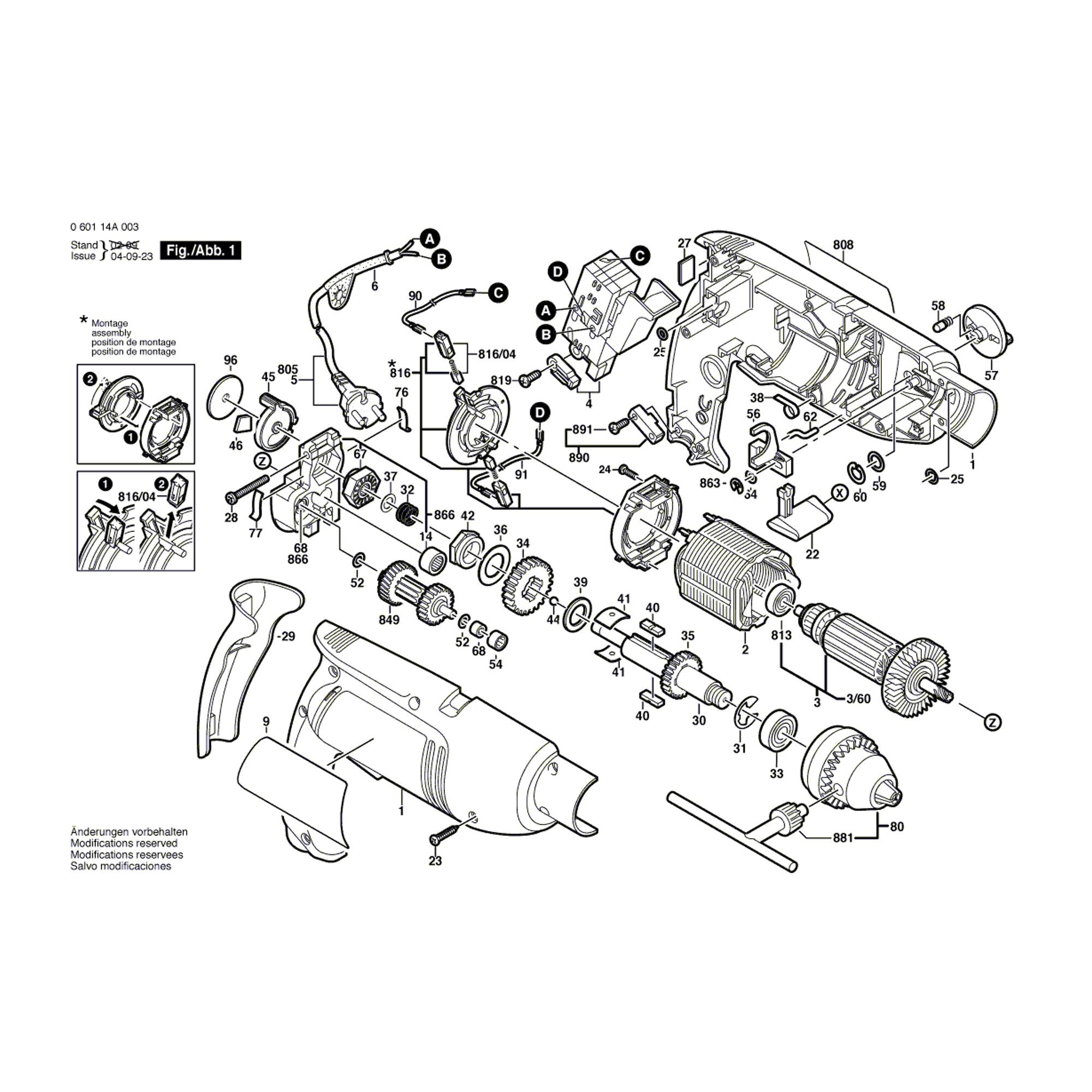 Vue éclatée Bosch GSB1800-2 060114A063 #01