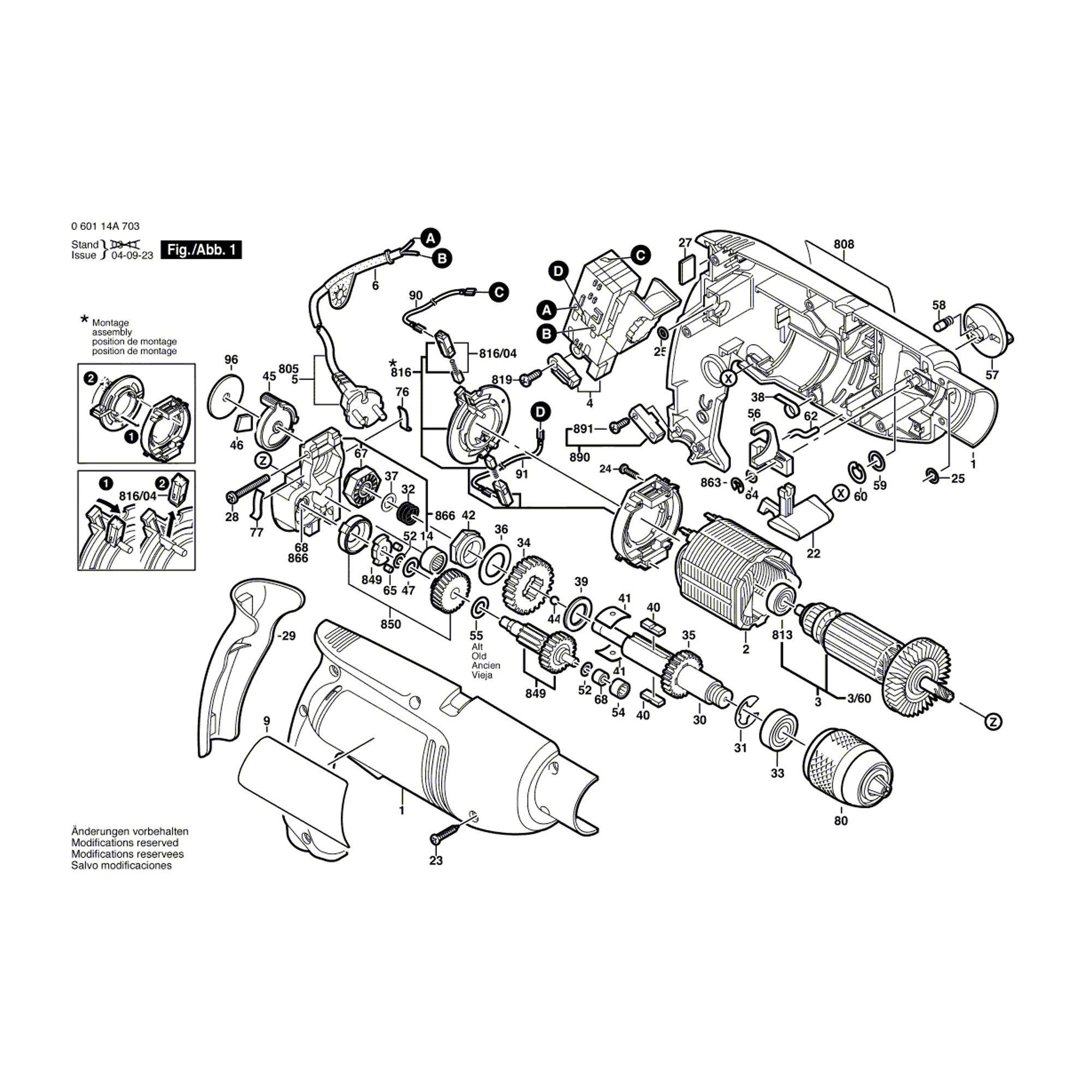 Vue éclatée Bosch GSB1800-2RE 060114A763 #01