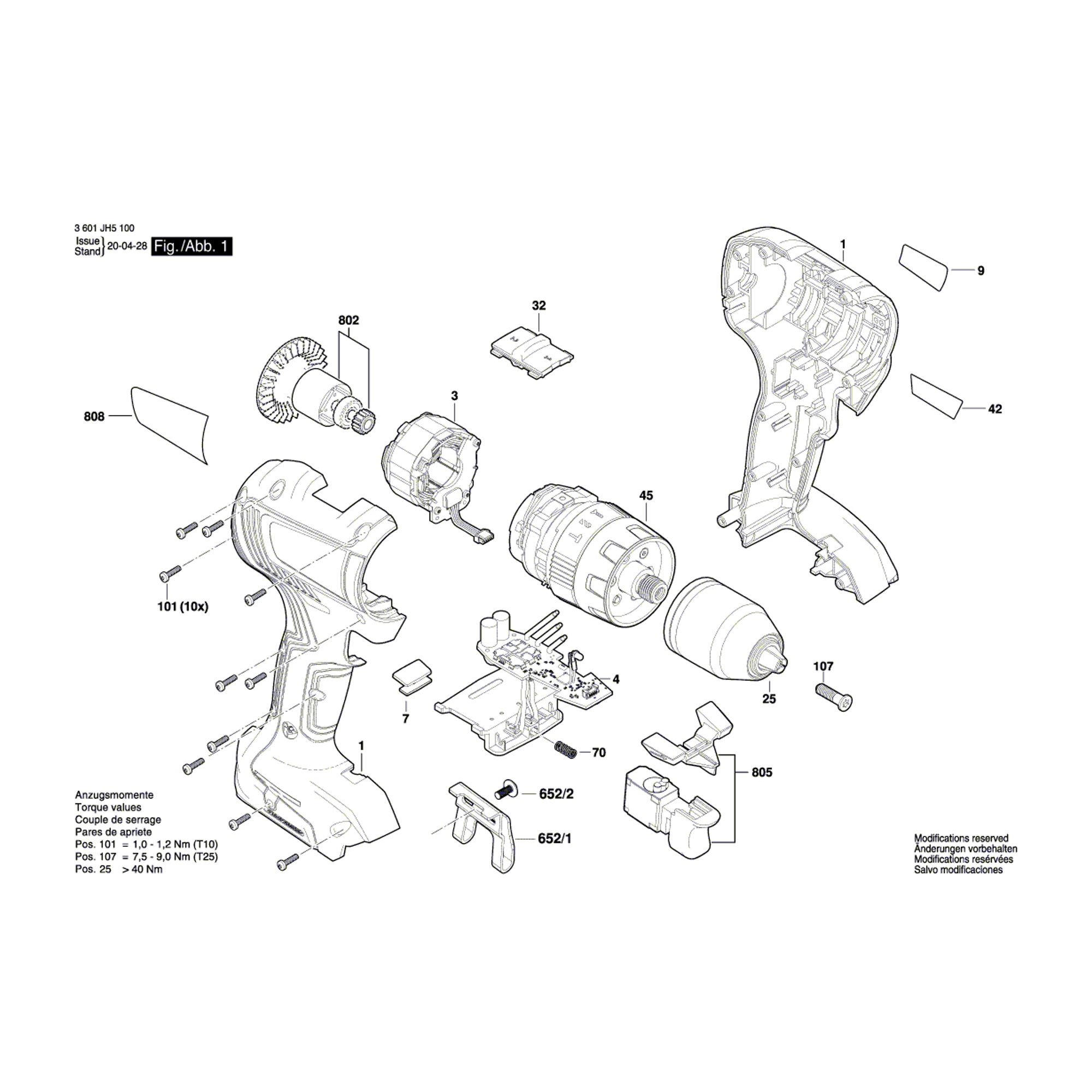 Vue éclatée Bosch GSB18V-55 3601JH5300 #01