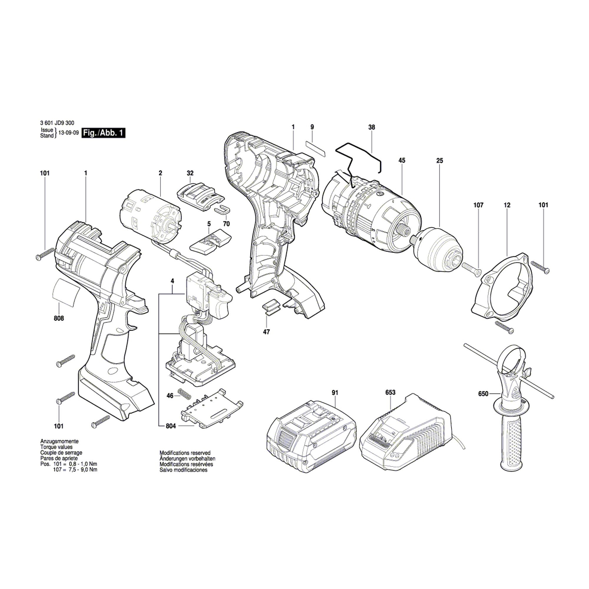 Vue éclatée Bosch GSB18VE-2-LI 3601JD9300 #01