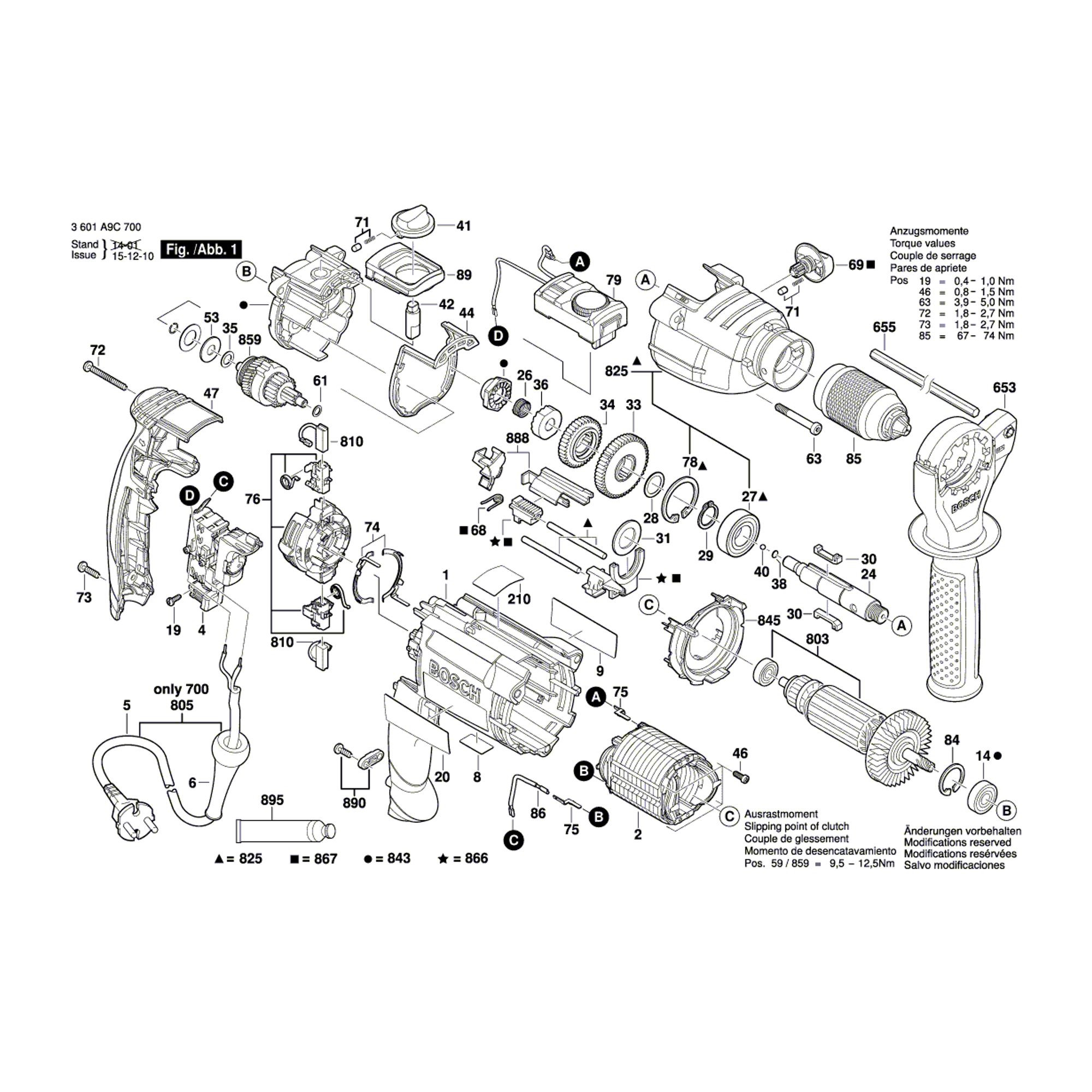 Vue éclatée Bosch GSB21-2RCT 3601A9C700 #01
