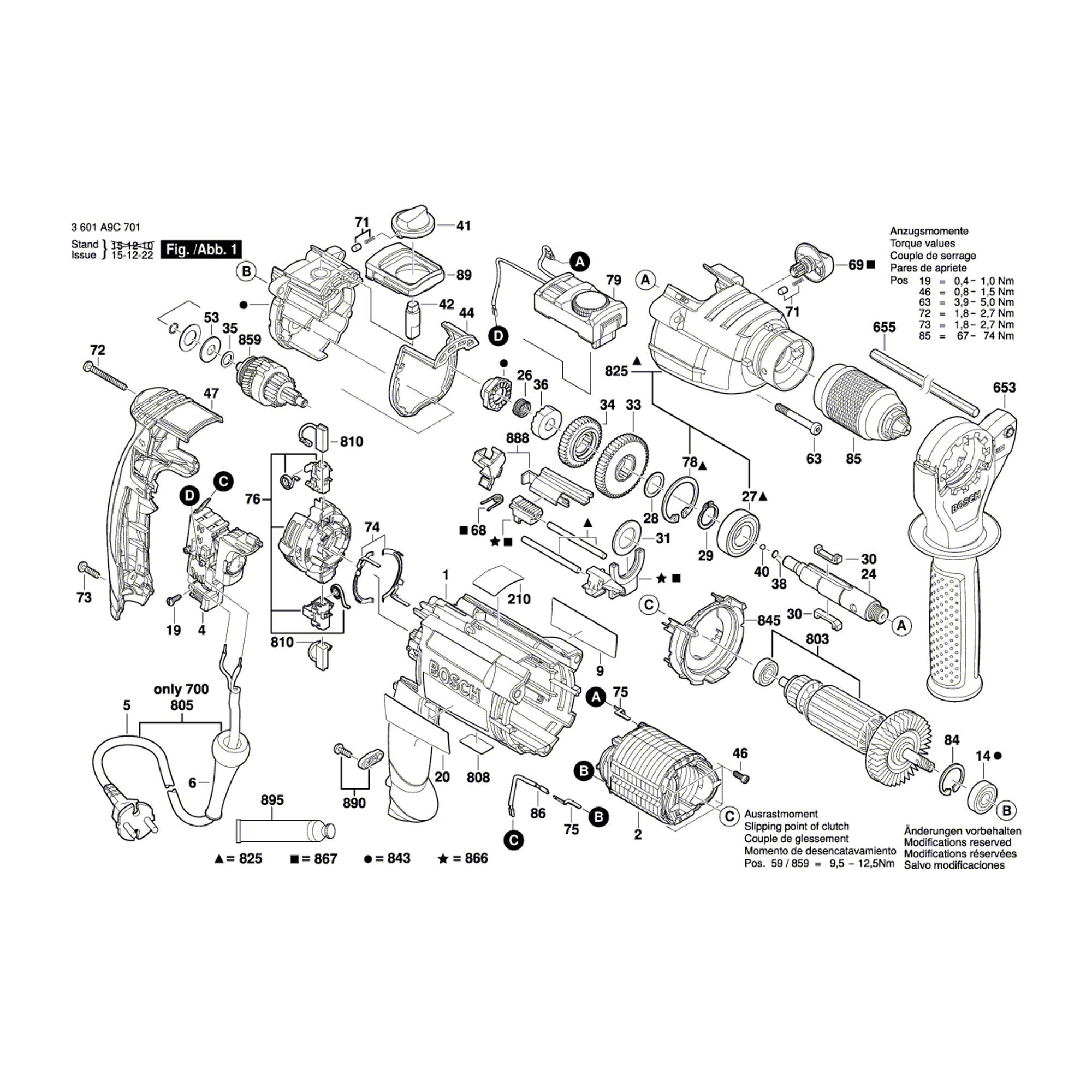Vue éclatée Bosch GSB21-2RCT 3601A9C701 #01