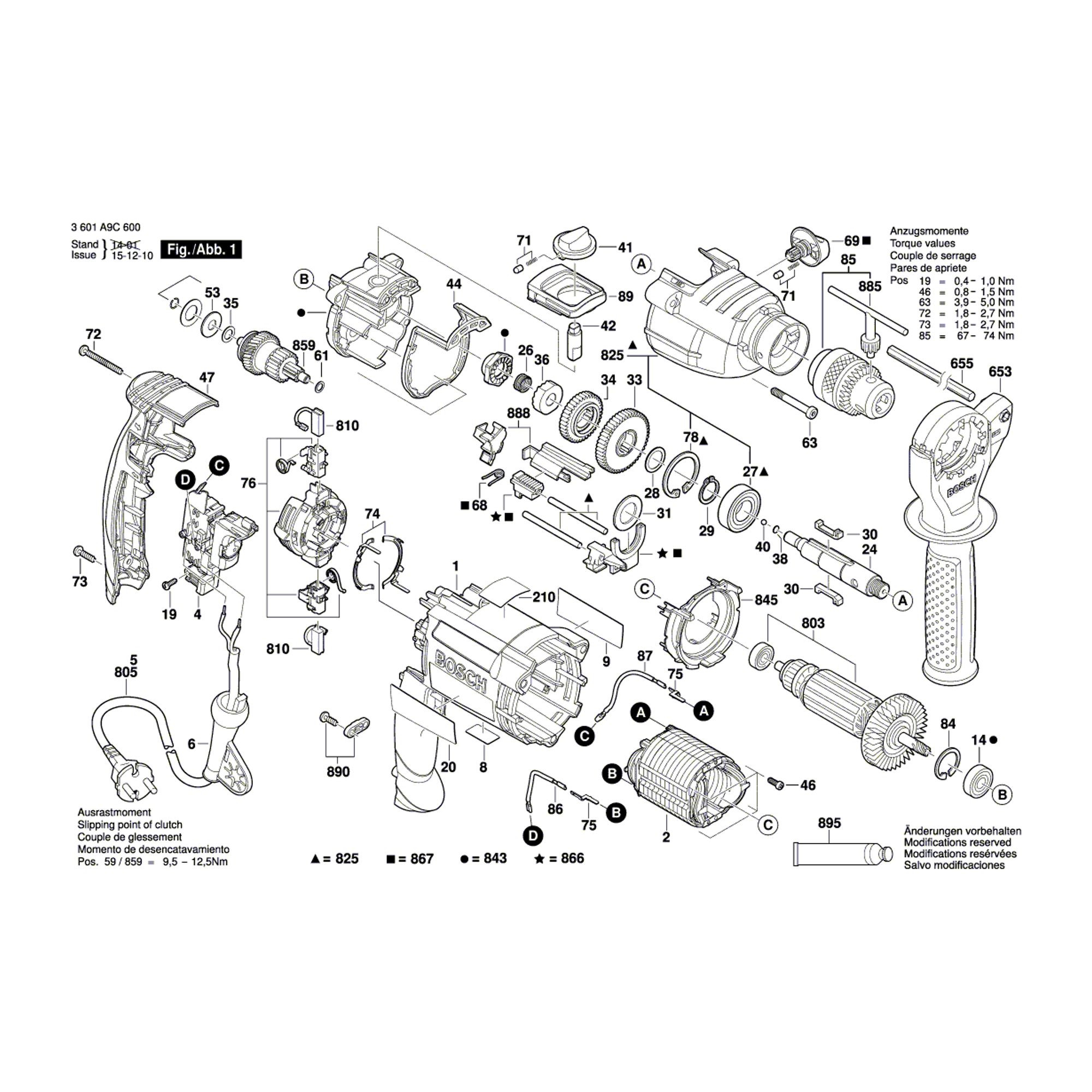 Vue éclatée Bosch GSB21-2RE 3601A9C600 #01