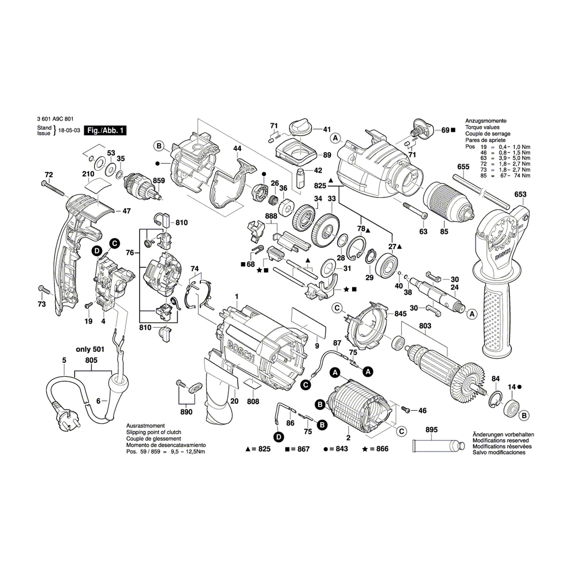 Vue éclatée Bosch GSB24-2 3601A9C801 #01