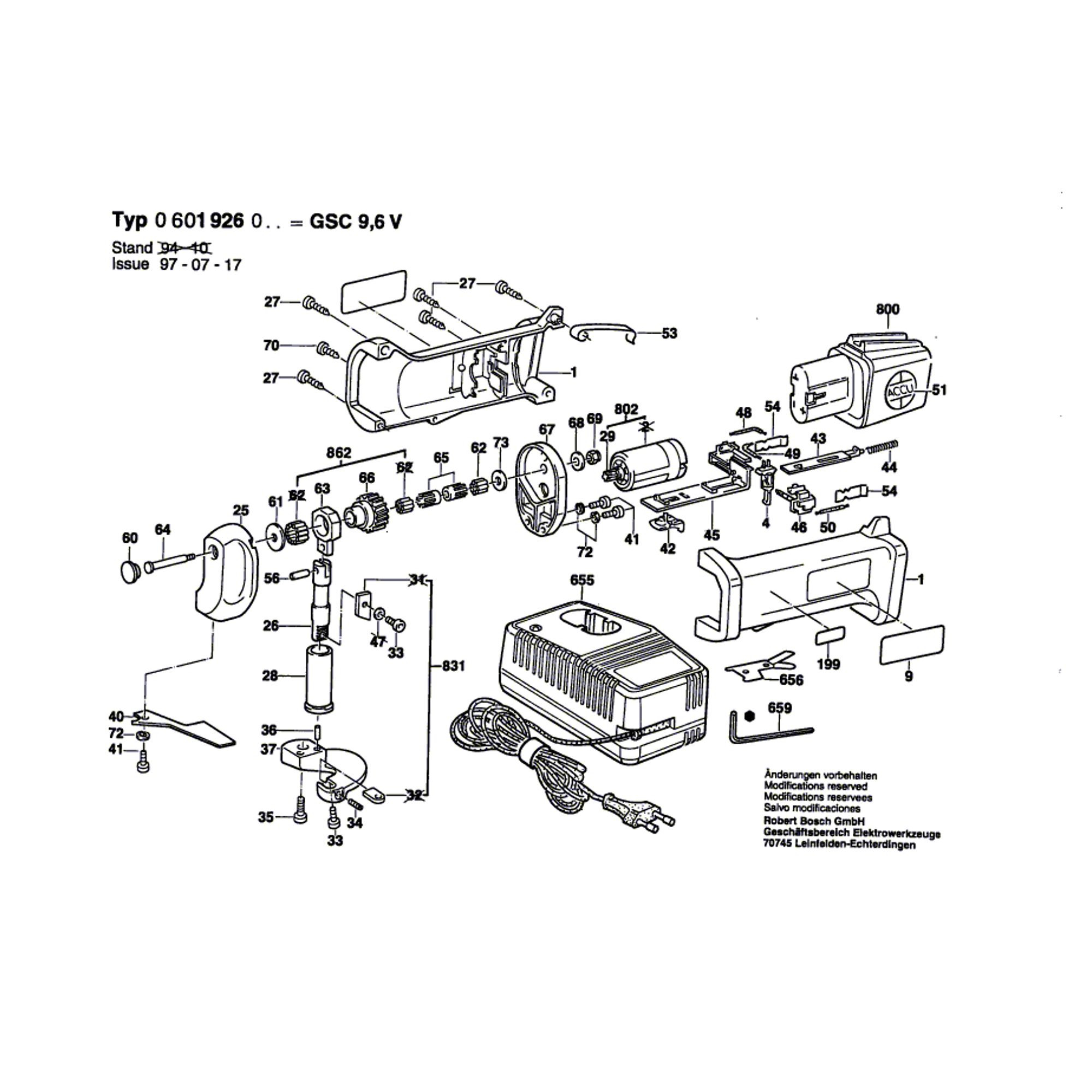Vue éclatée Bosch GSC9,6V 0601926027 #01