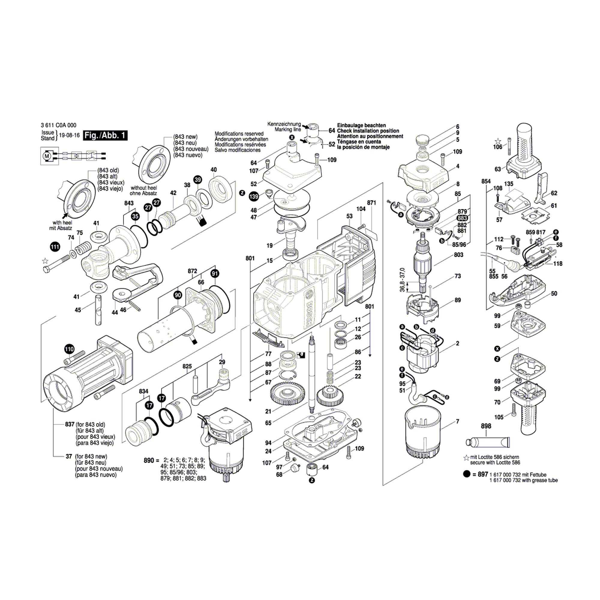 Vue éclatée Bosch GSH27VC 3611C0A0P0 #01