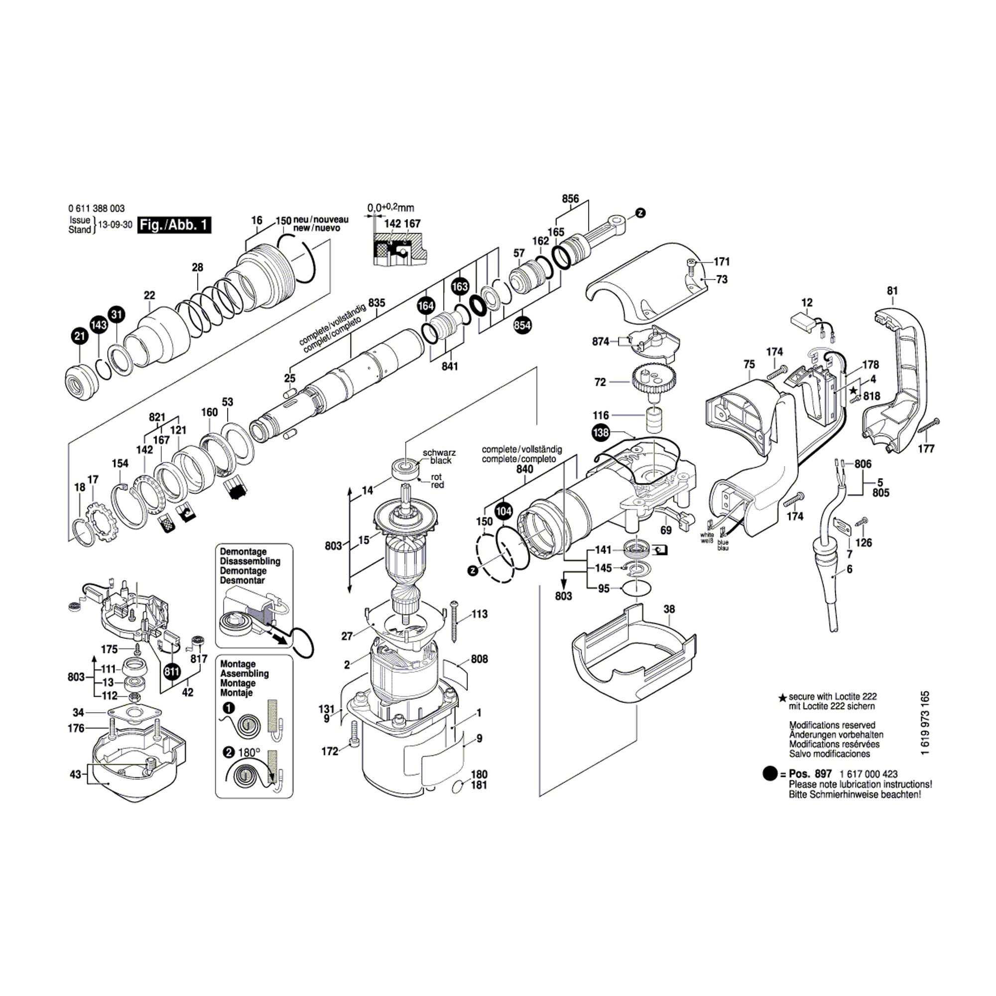Vue éclatée Bosch GSH388 0611388003 #01