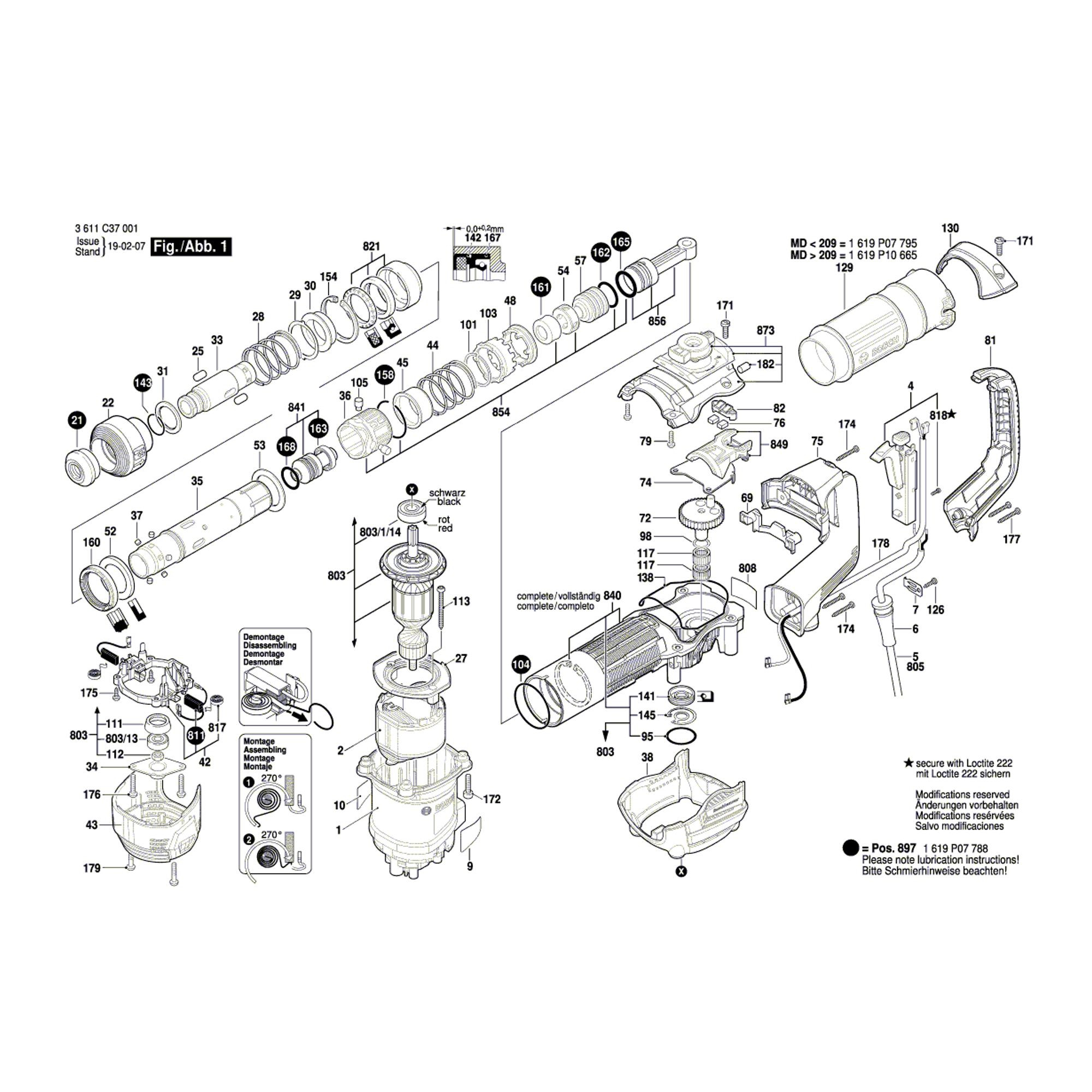 Vue éclatée Bosch GSH5BASIC 3611C37001 #01