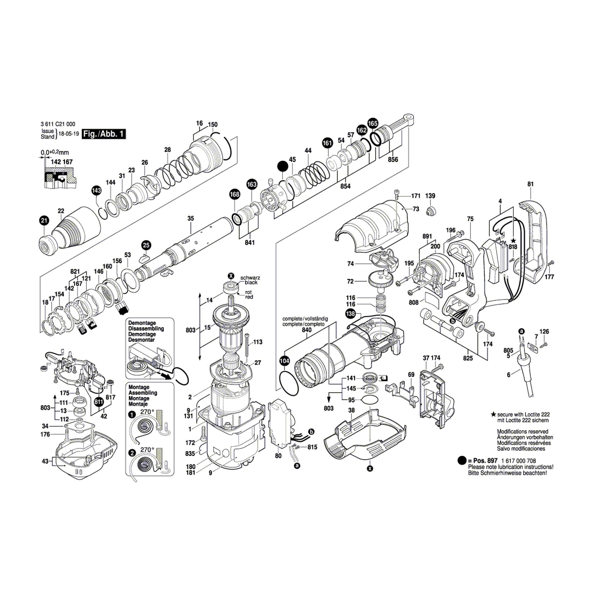 Vue éclatée Bosch GSH5CE 3611C21000 #01