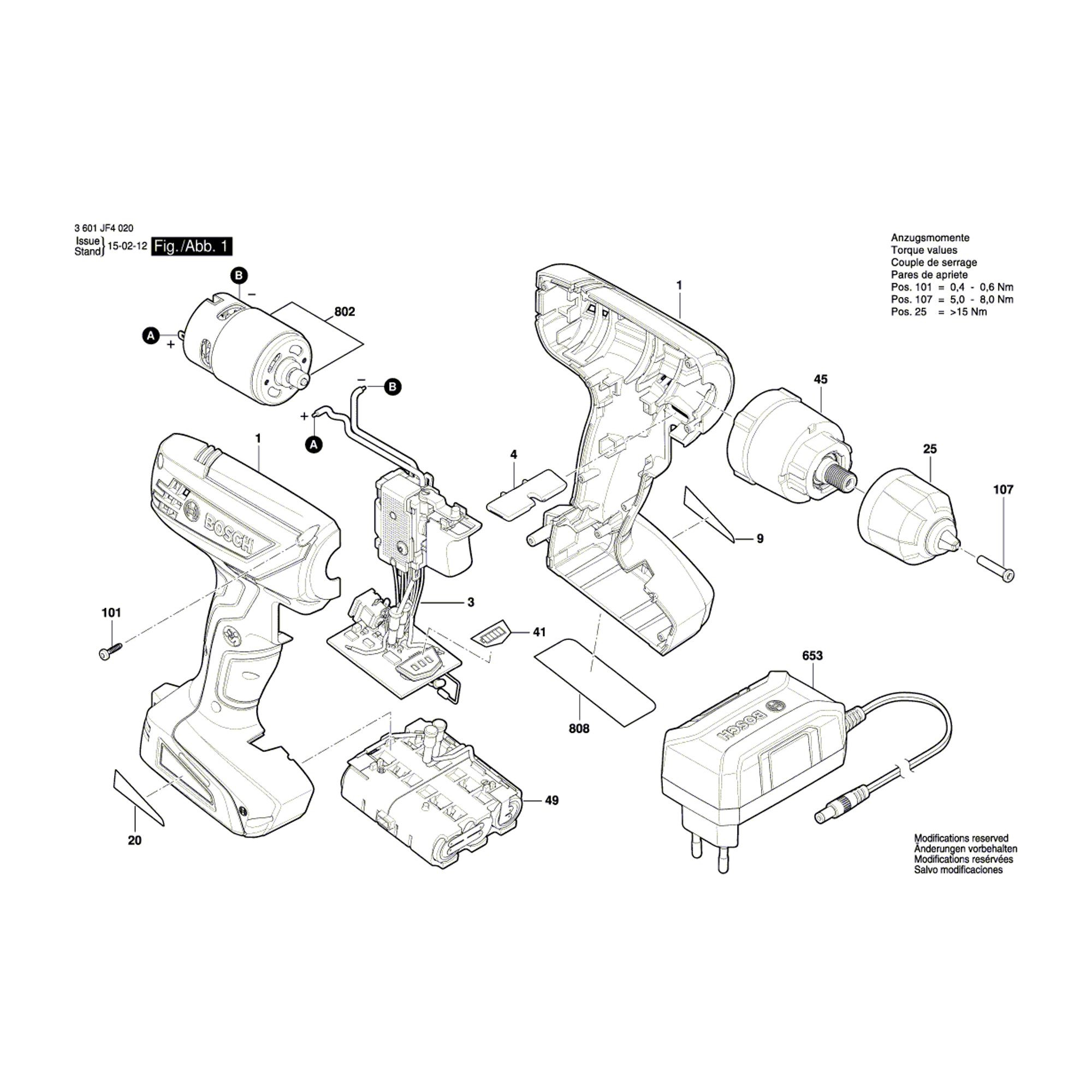 Vue éclatée Bosch GSR1000 3601JF4020 #01