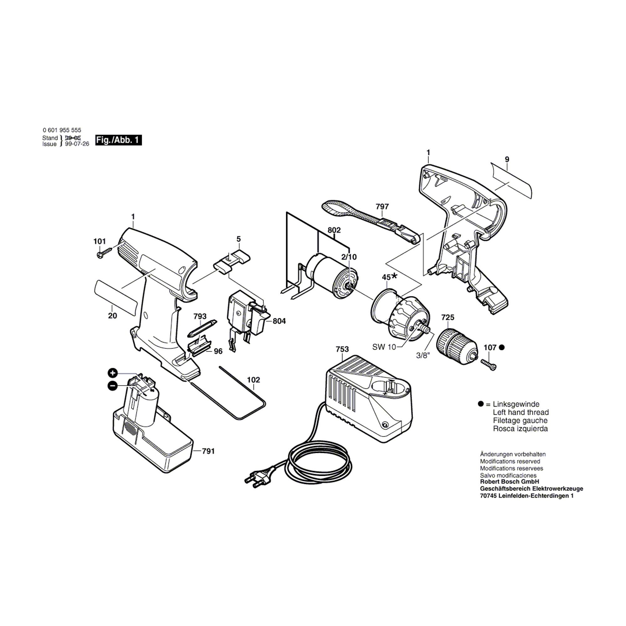 Vue éclatée Bosch GSR12-1 0601955520 #01