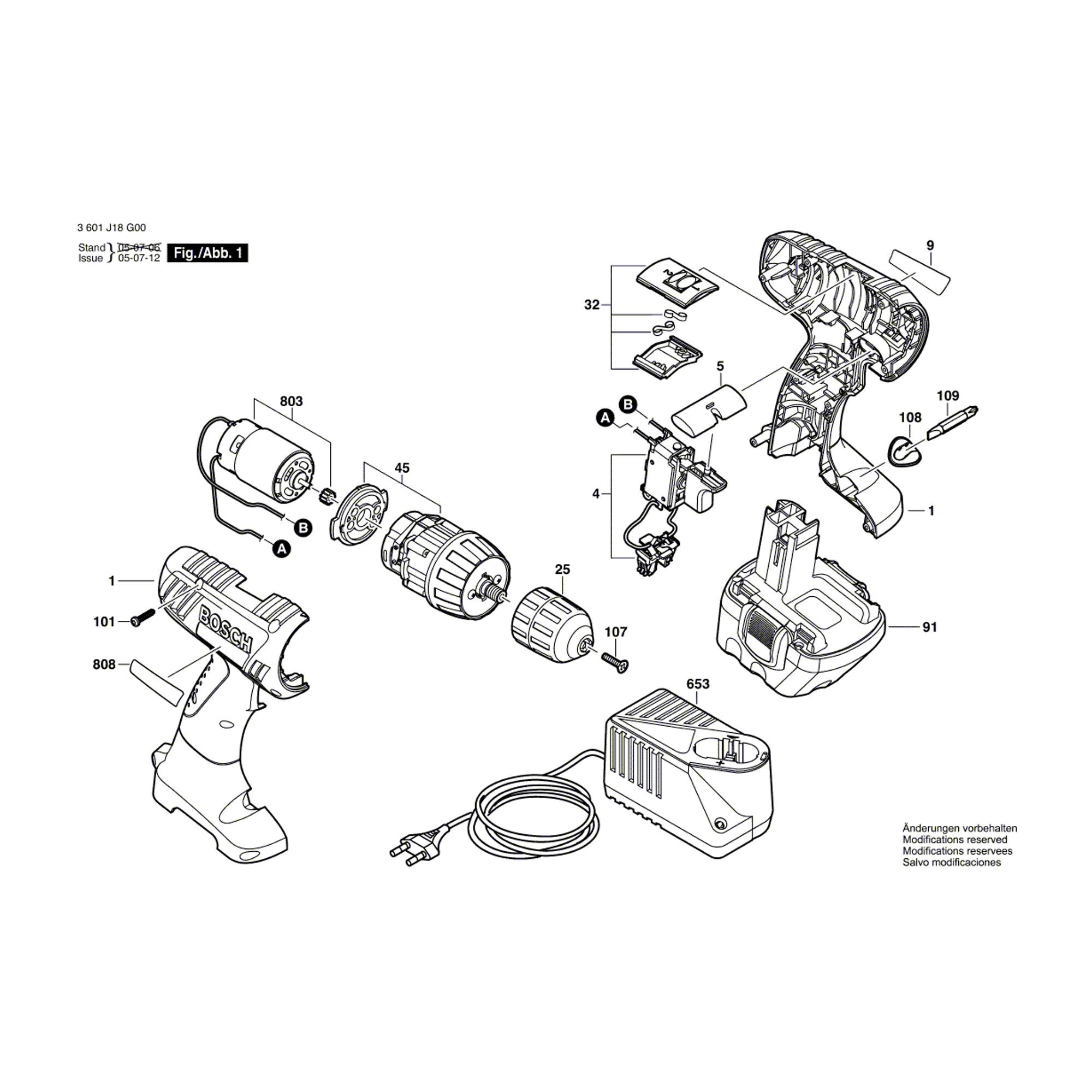 Vue éclatée Bosch GSR12-2 3601J18J00 #01