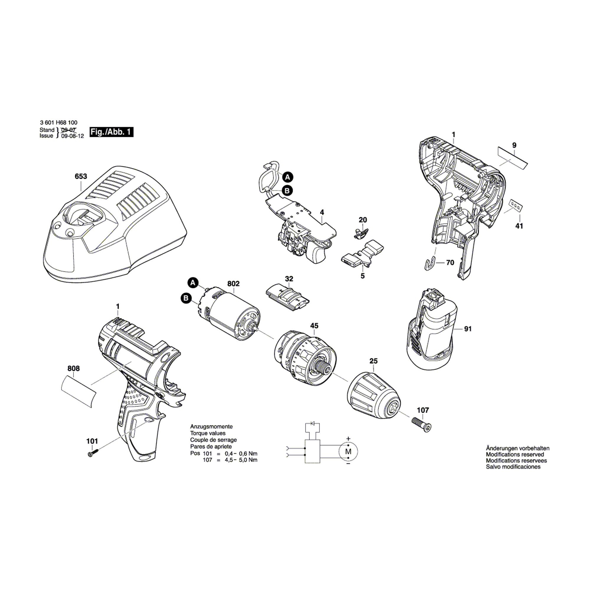 Pièces détachées Perceuse-visseuse BOSCH GSR 12V-15 3601H68102 - Pièces  détachées BOSCH - Pièces détachées