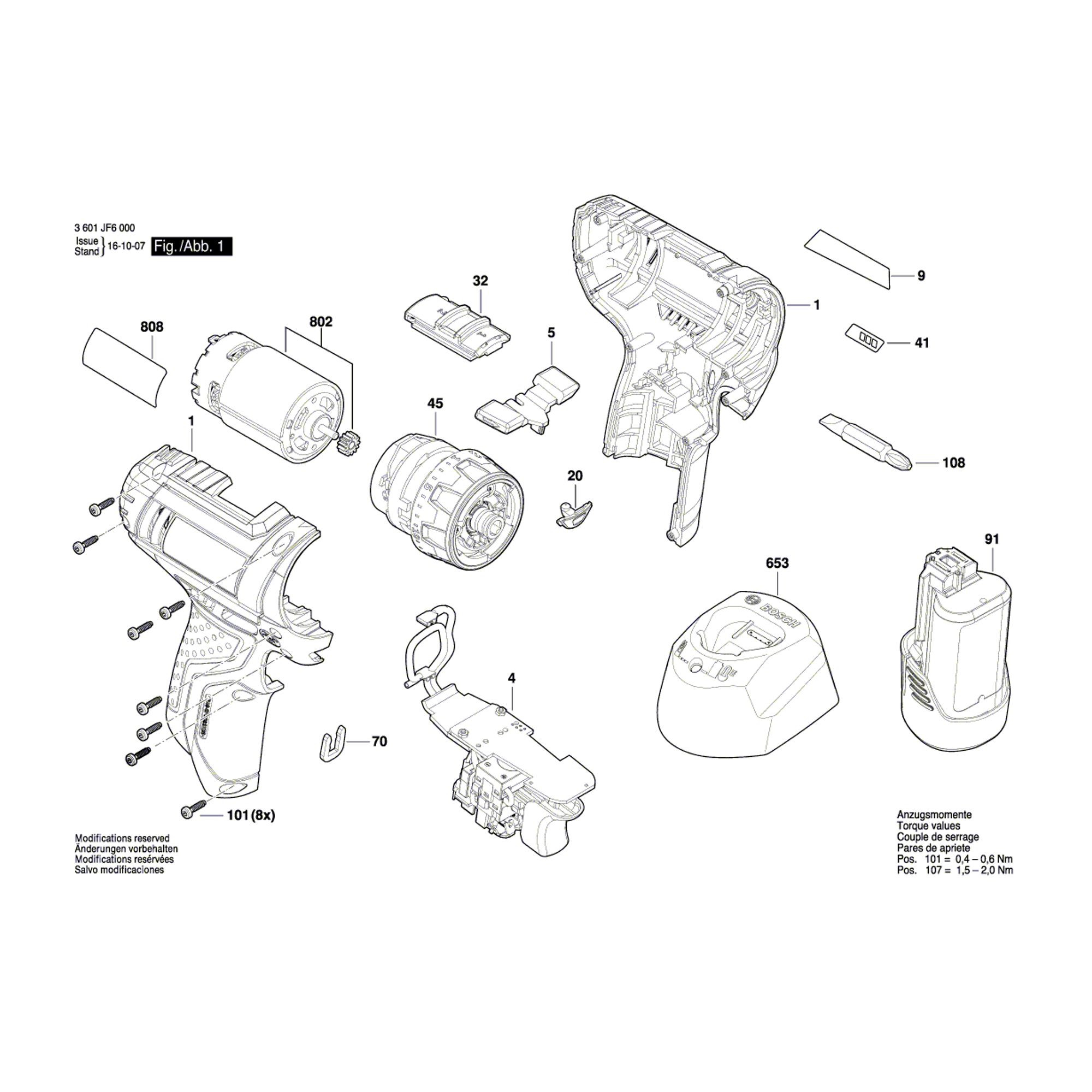 Vue éclatée Bosch GSR12V-15FC 3601JF6000 #01