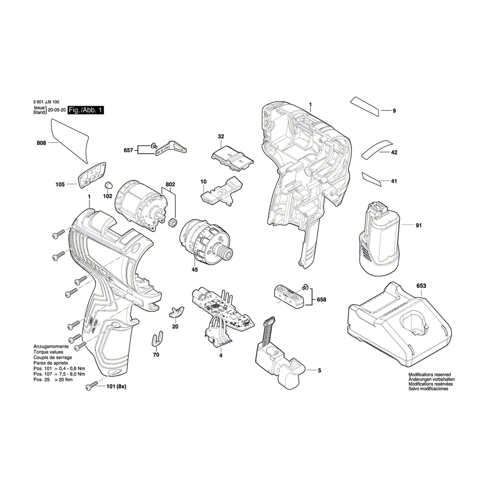 Vue éclatée Bosch GSR12V-35HX 3601JJ9100 #01
