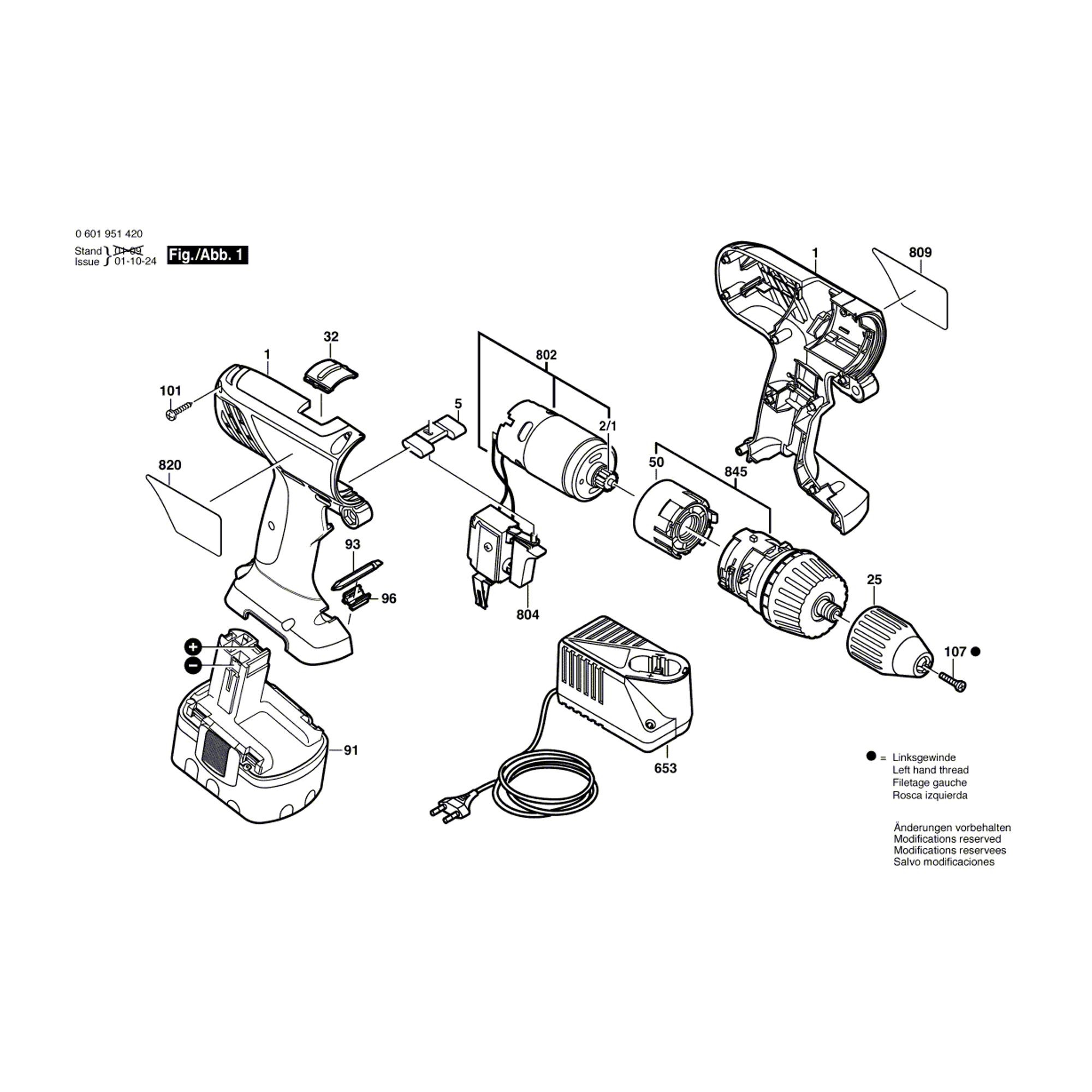 Vue éclatée Bosch GSR12VE-2 06019515AE #01
