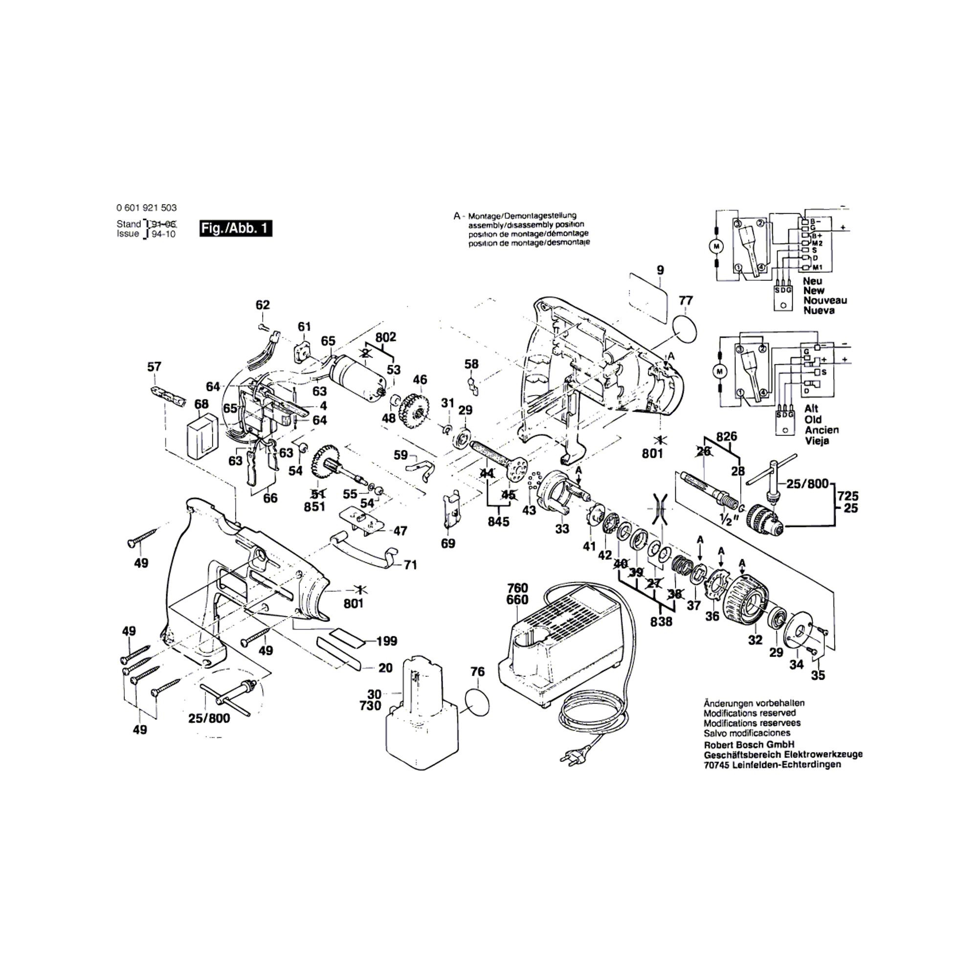 Vue éclatée Bosch GSR12VES 0601921566 #01