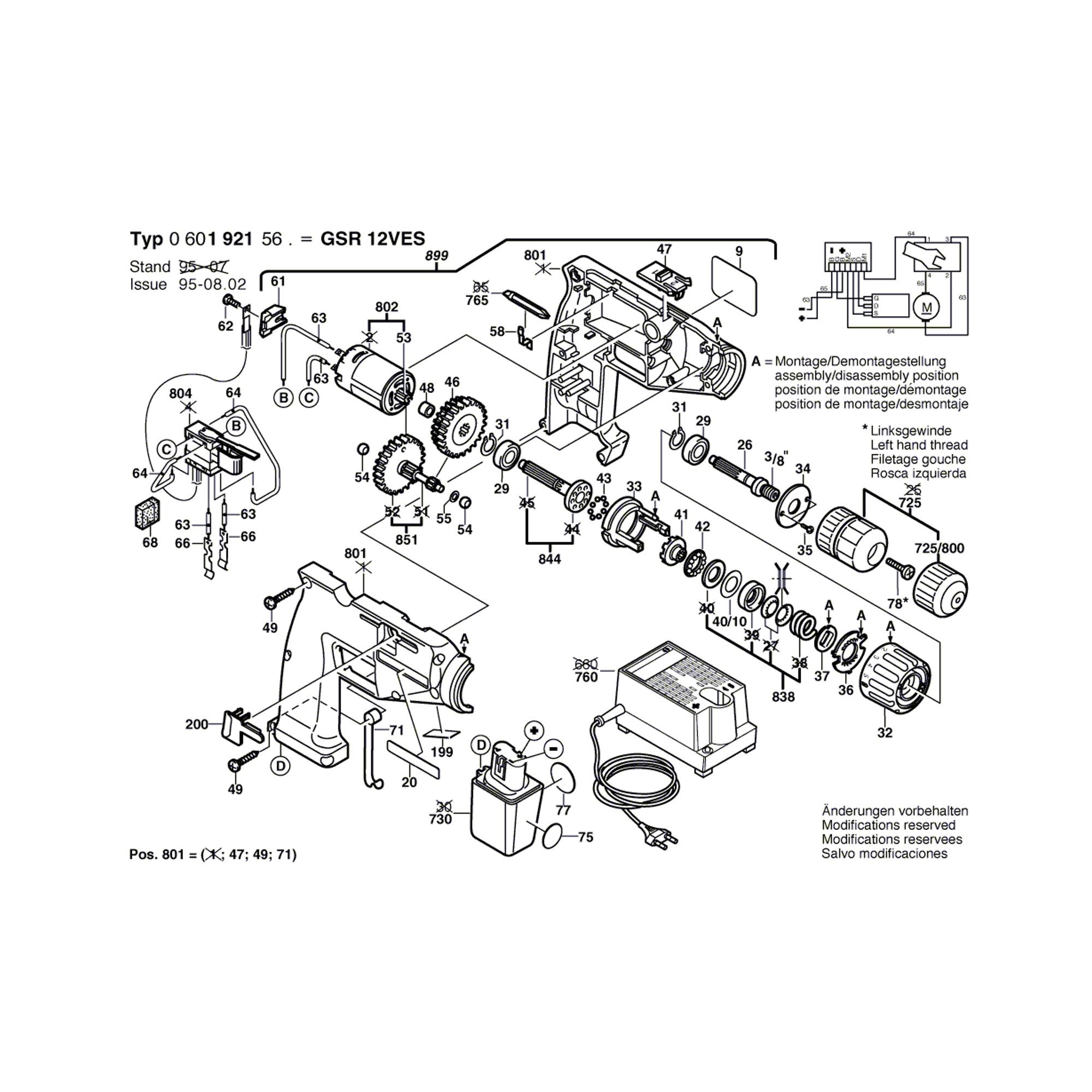 Vue éclatée Bosch GSR12VES 0601921569 #01