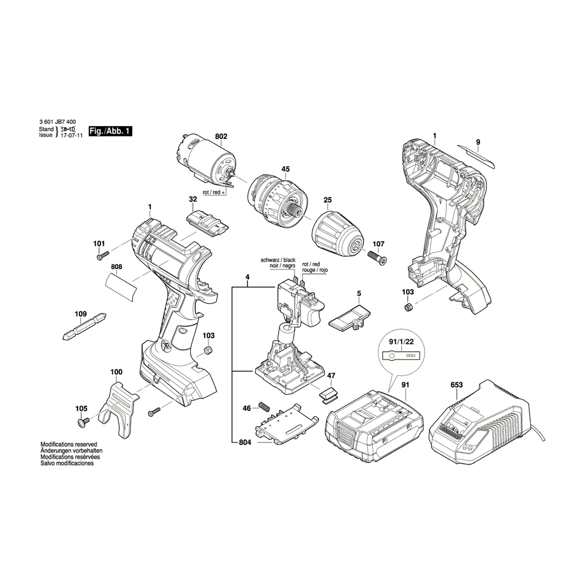 Vue éclatée Bosch GSR14,4-2-LI 3601JB7400 #01