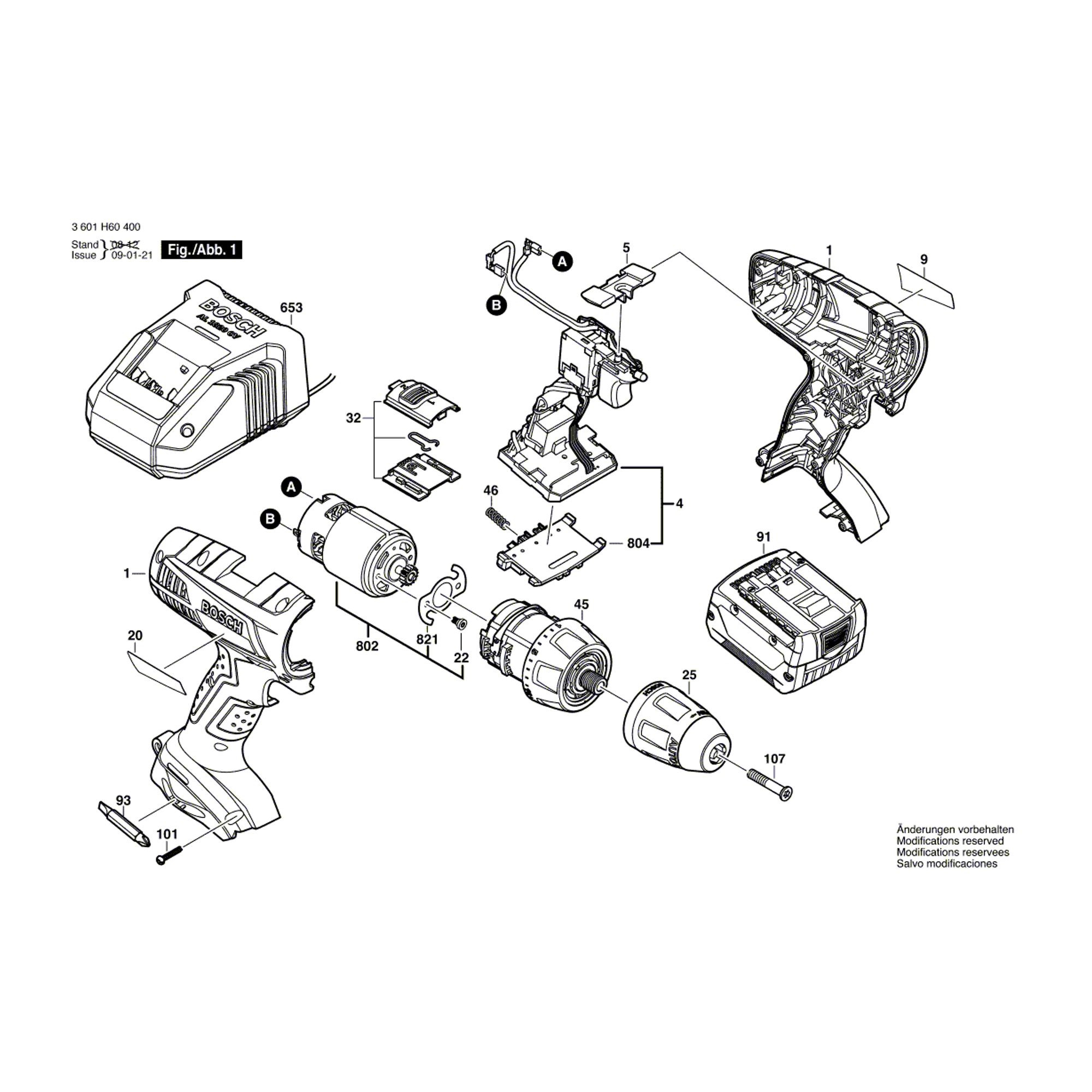 Vue éclatée Bosch GSR14,4V-LI 3601H60400 #01