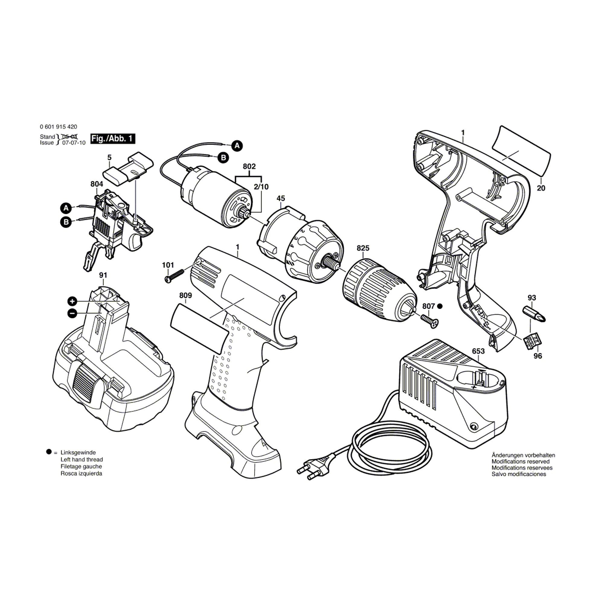 Vue éclatée Bosch GSR14,4V 0601915420 #01