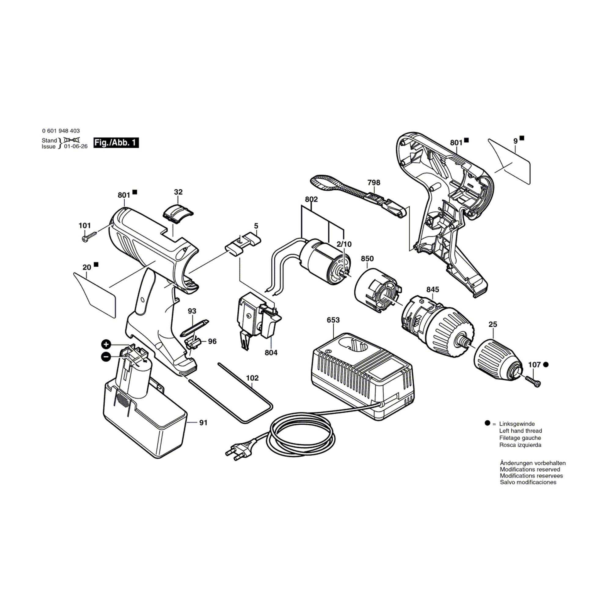 Vue éclatée Bosch GSR14,4VE-2 06019484AE #01