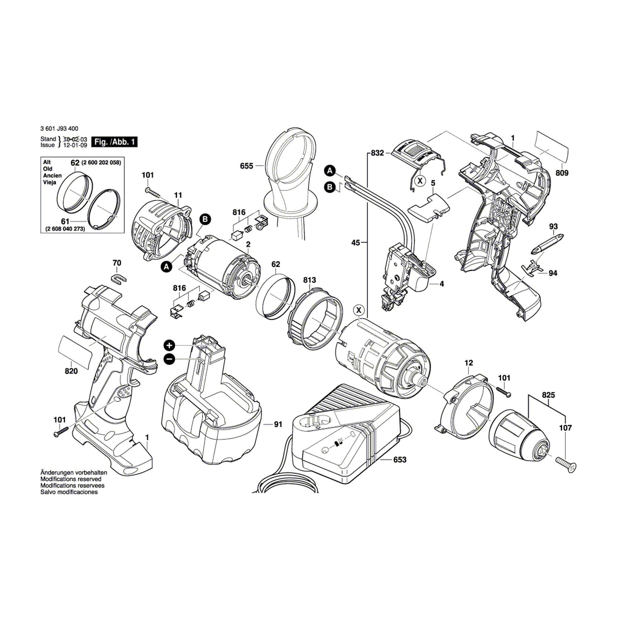 Vue éclatée Bosch GSR14,4VE-2 3601J93400 #01