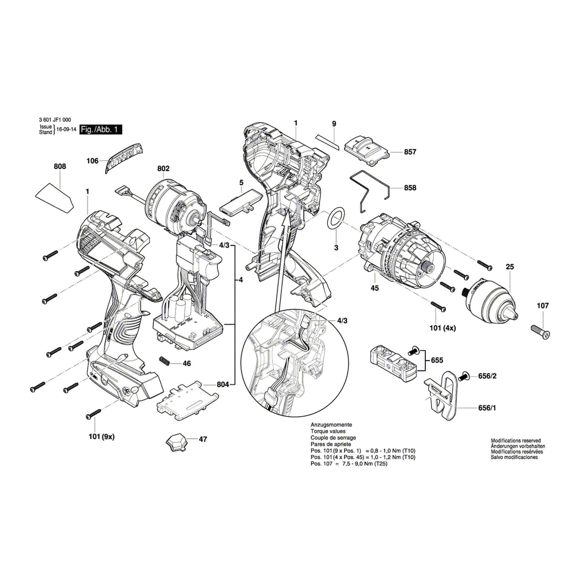 Vue éclatée Bosch GSR14,4VE-EC 3601JF1000 #01